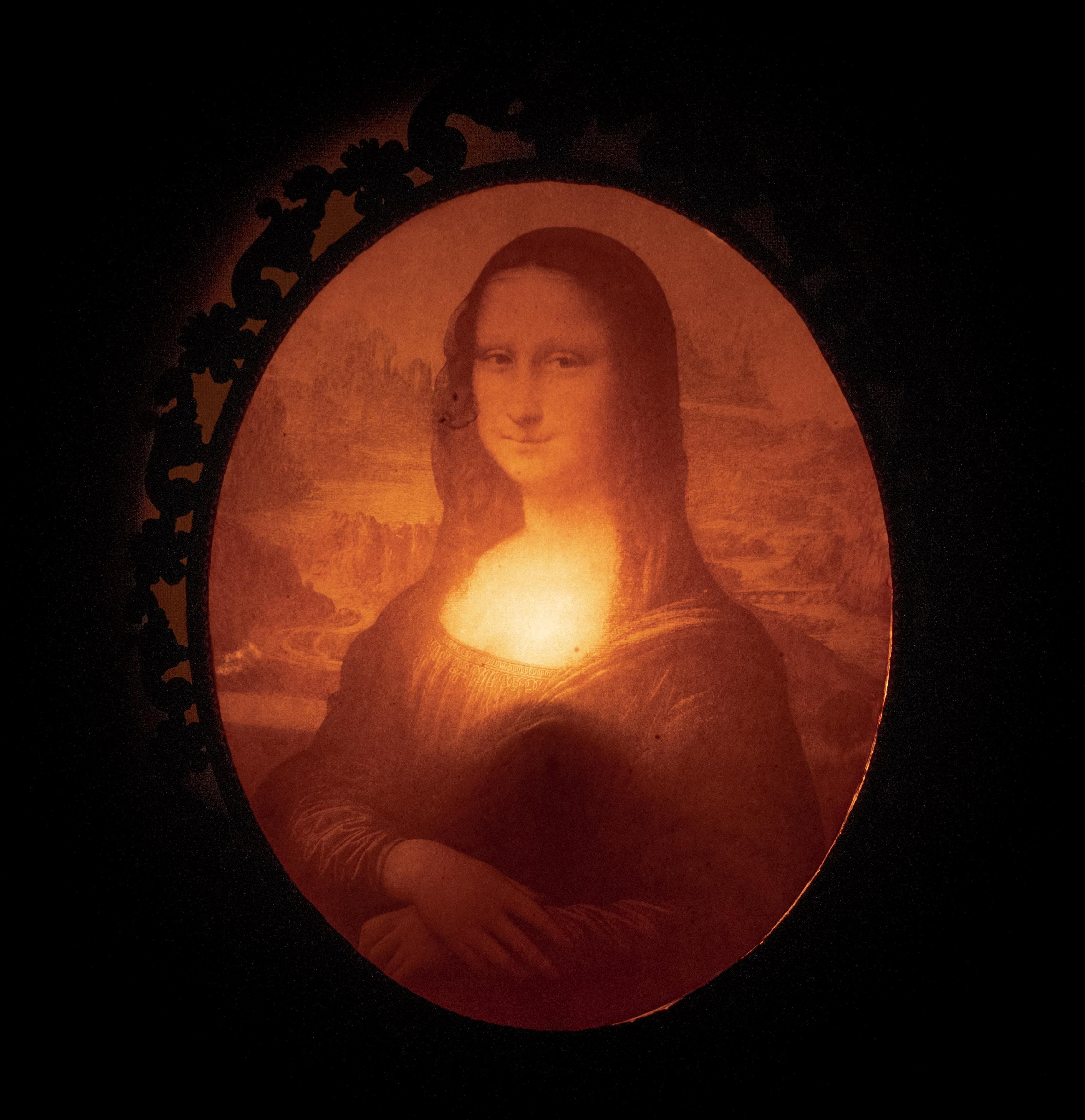 Late 20th Century Italian back lighted  Mona Lisa   1970s Kitsch  For Sale