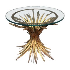 Italian Baguès Style Glass Top Side Table