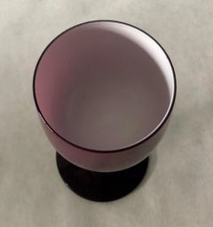 Italian Balboa Deep Purple & White Encased Venetian Glass Pitcher with 8 Goblets