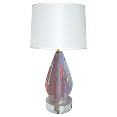 Italian Balboa Murano Purple Glass Table Lamp
