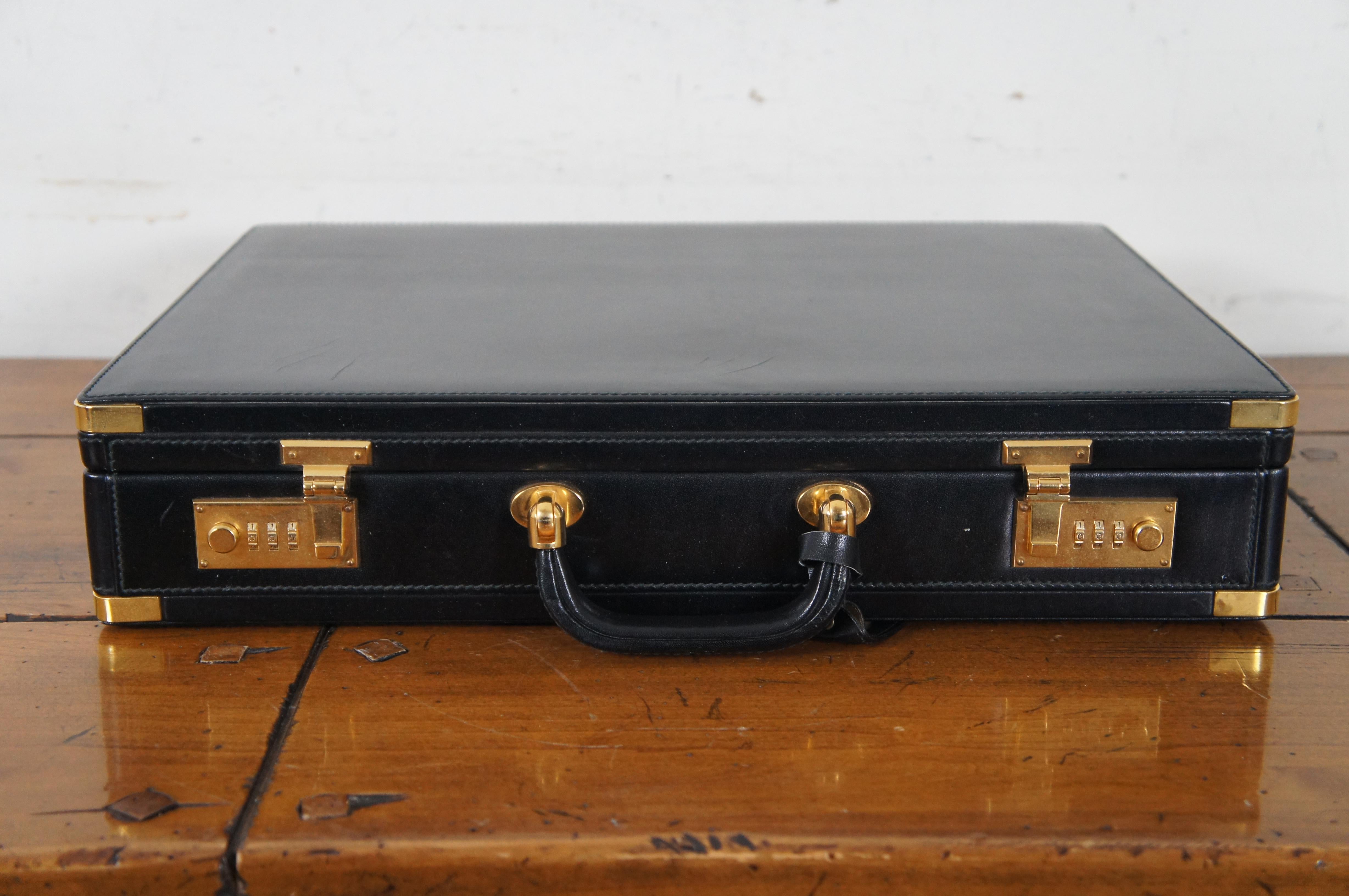 Italian Bally Black Leather Executive Attache Briefcase Combo Lock Case In Good Condition In Dayton, OH