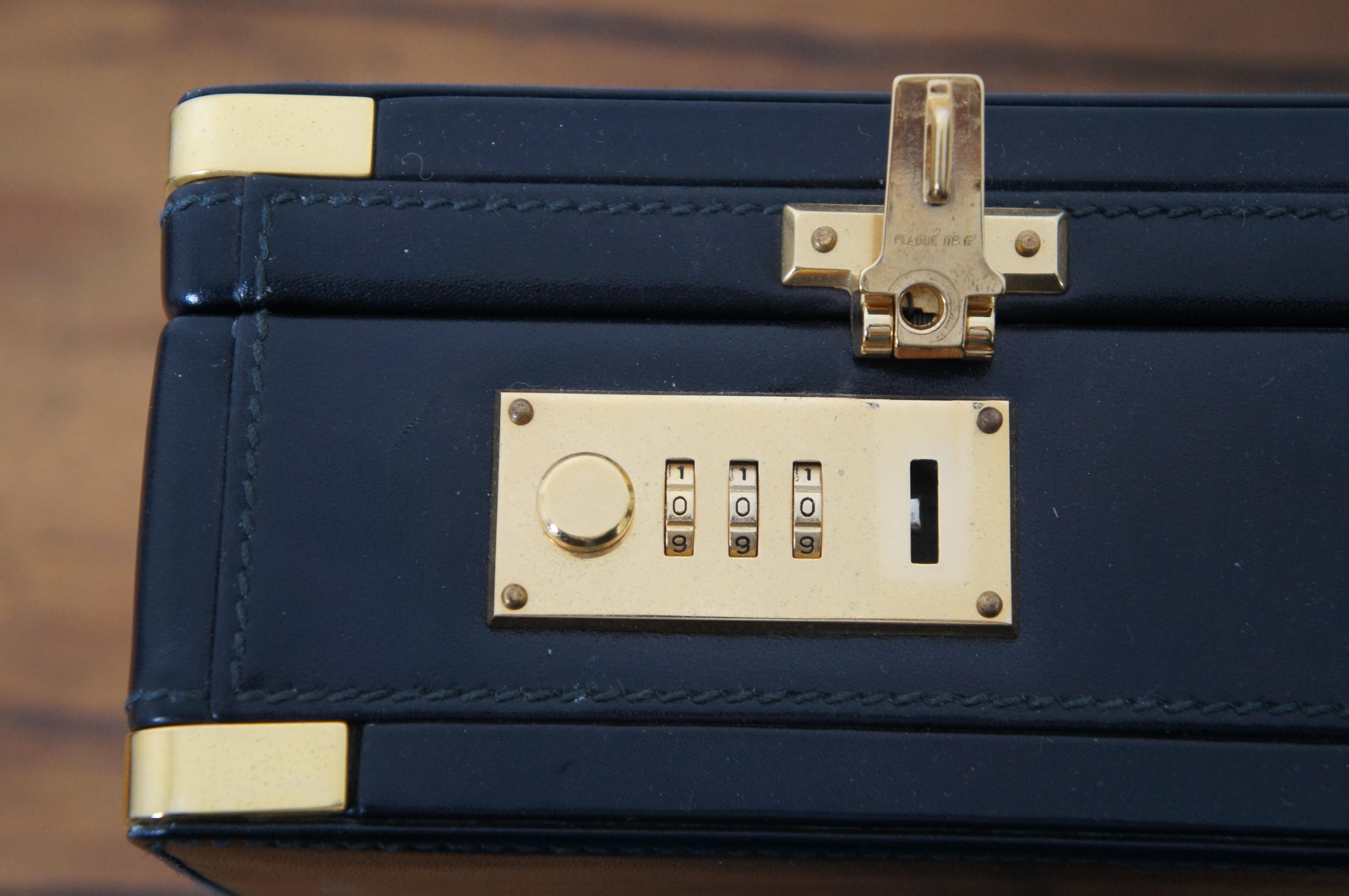 20th Century Italian Bally Black Leather Executive Attache Briefcase Combo Lock Case