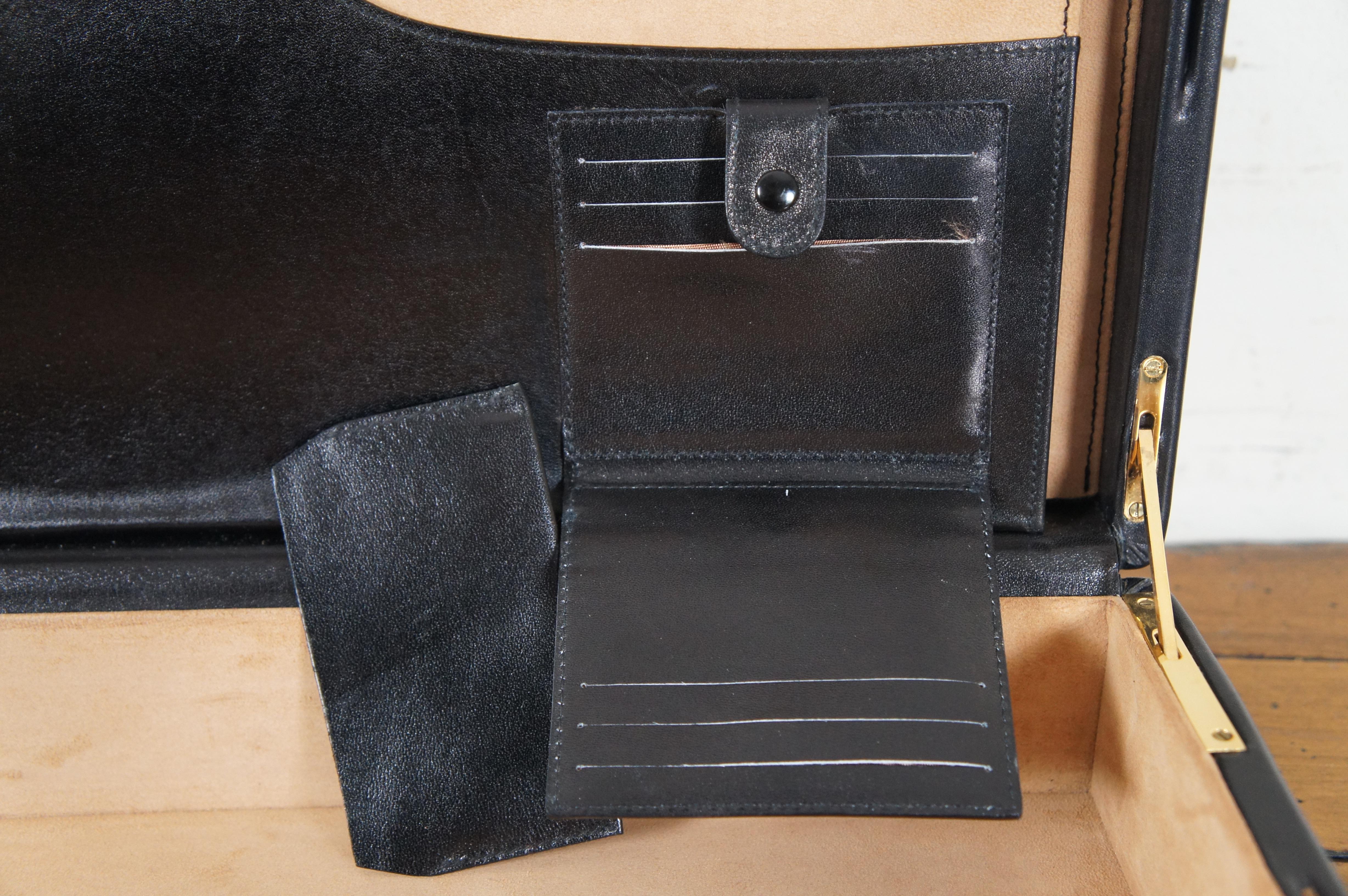Italian Bally Black Leather Executive Attache Briefcase Combo Lock Case 1