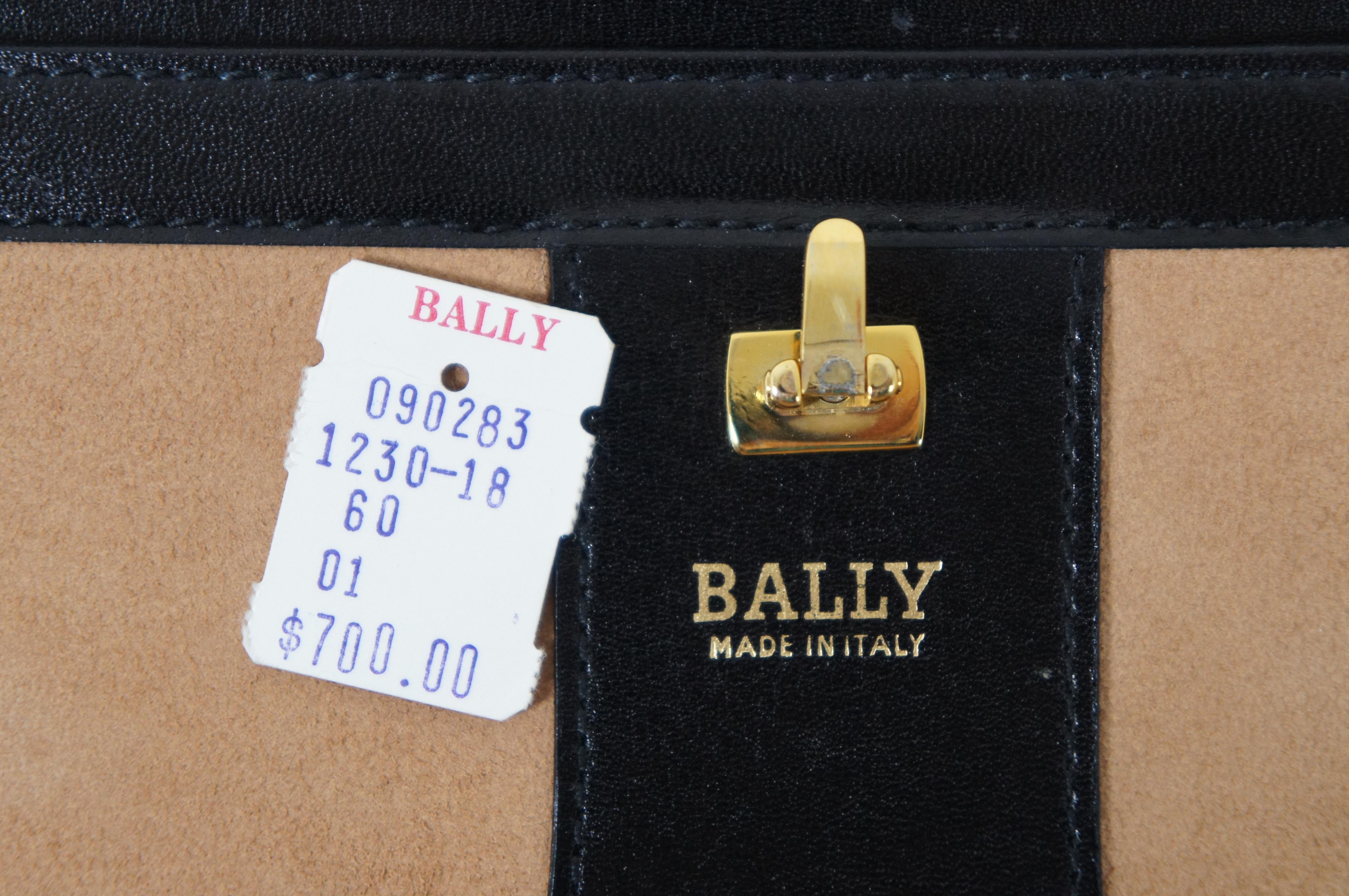 Italian Bally Black Leather Executive Attache Briefcase Combo Lock Case 2