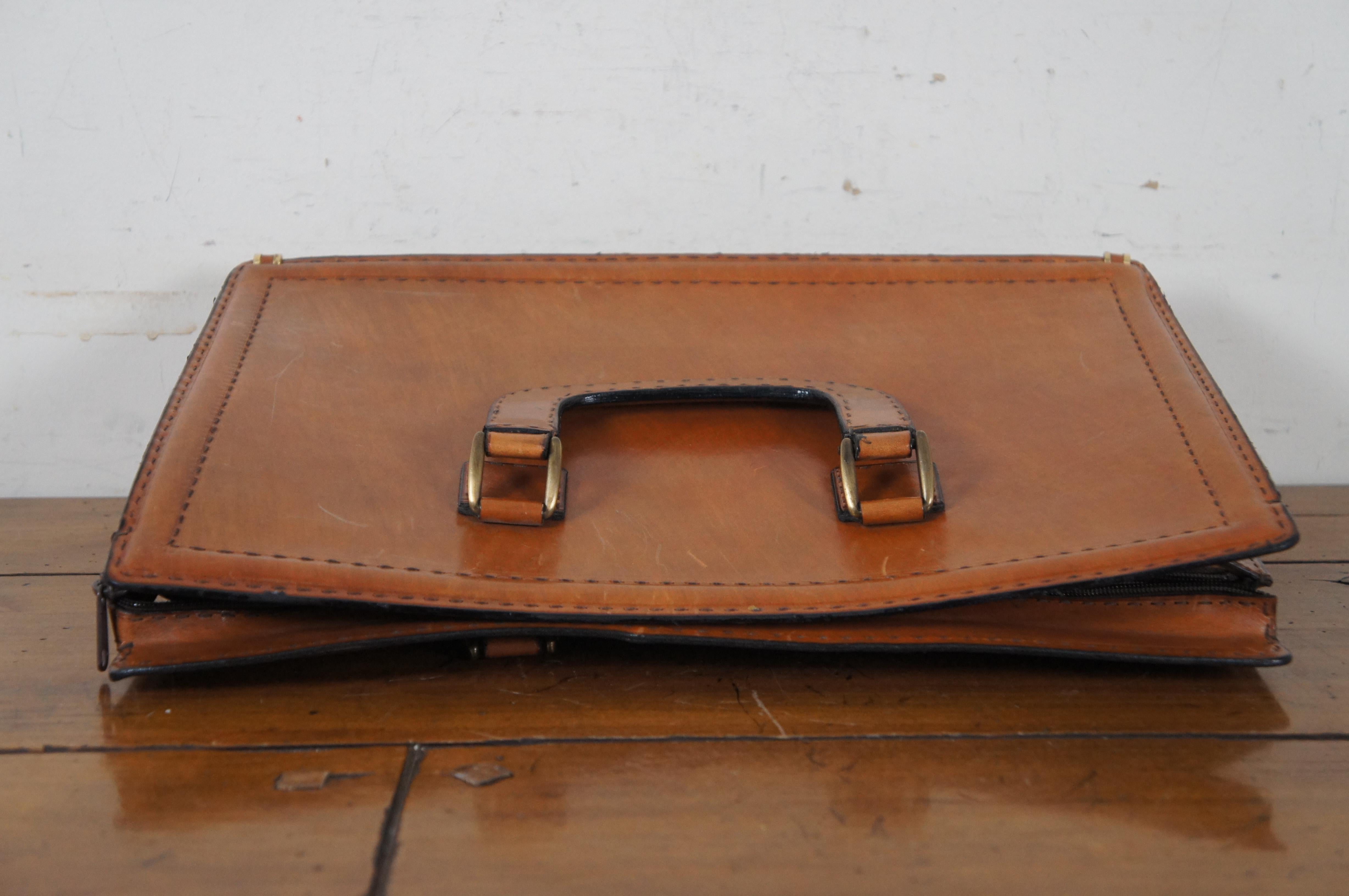 Italian Bally Brown Leather Executive Zip Document Portfolio Briefcase Attache   1
