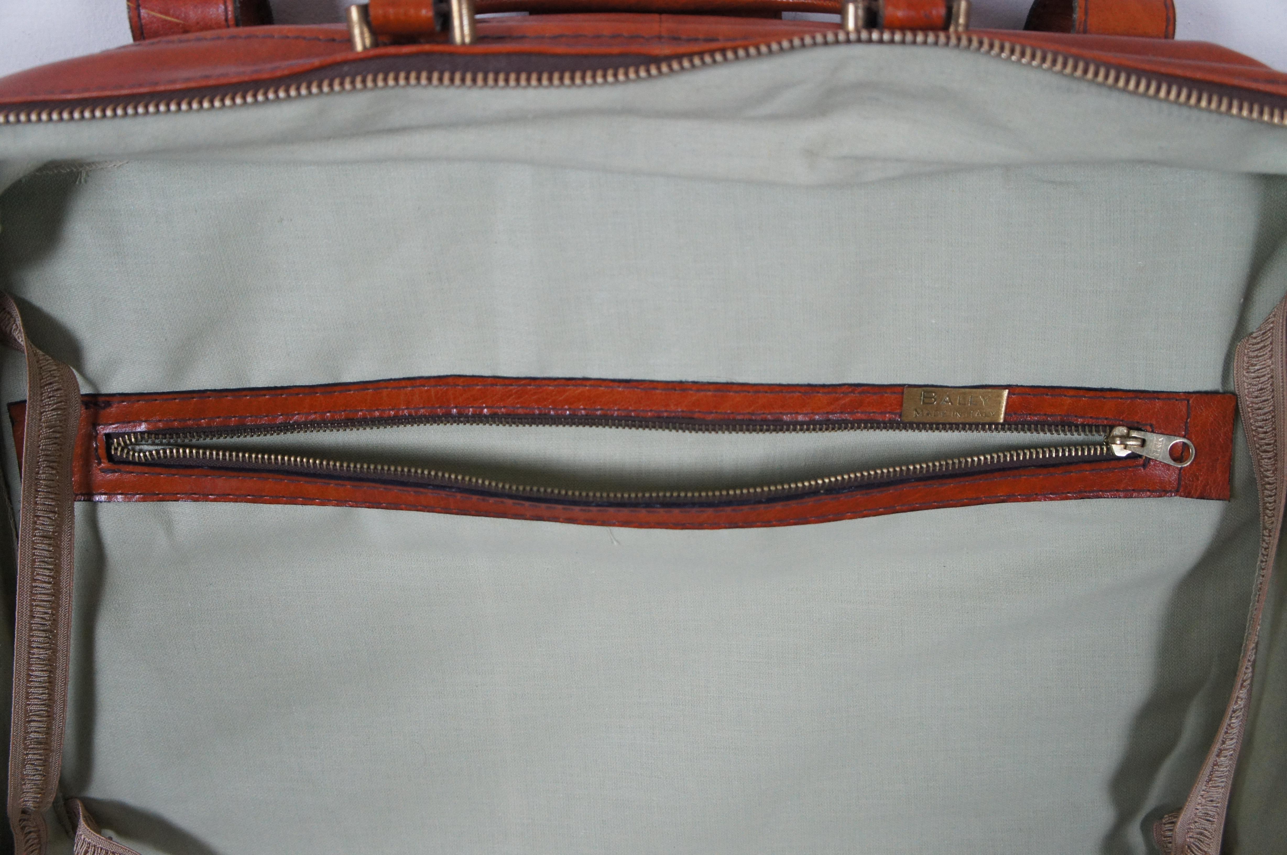 Italienische Bally Brown Leder Koffer Gepäck Carry On Locking Straps Aktentasche 6