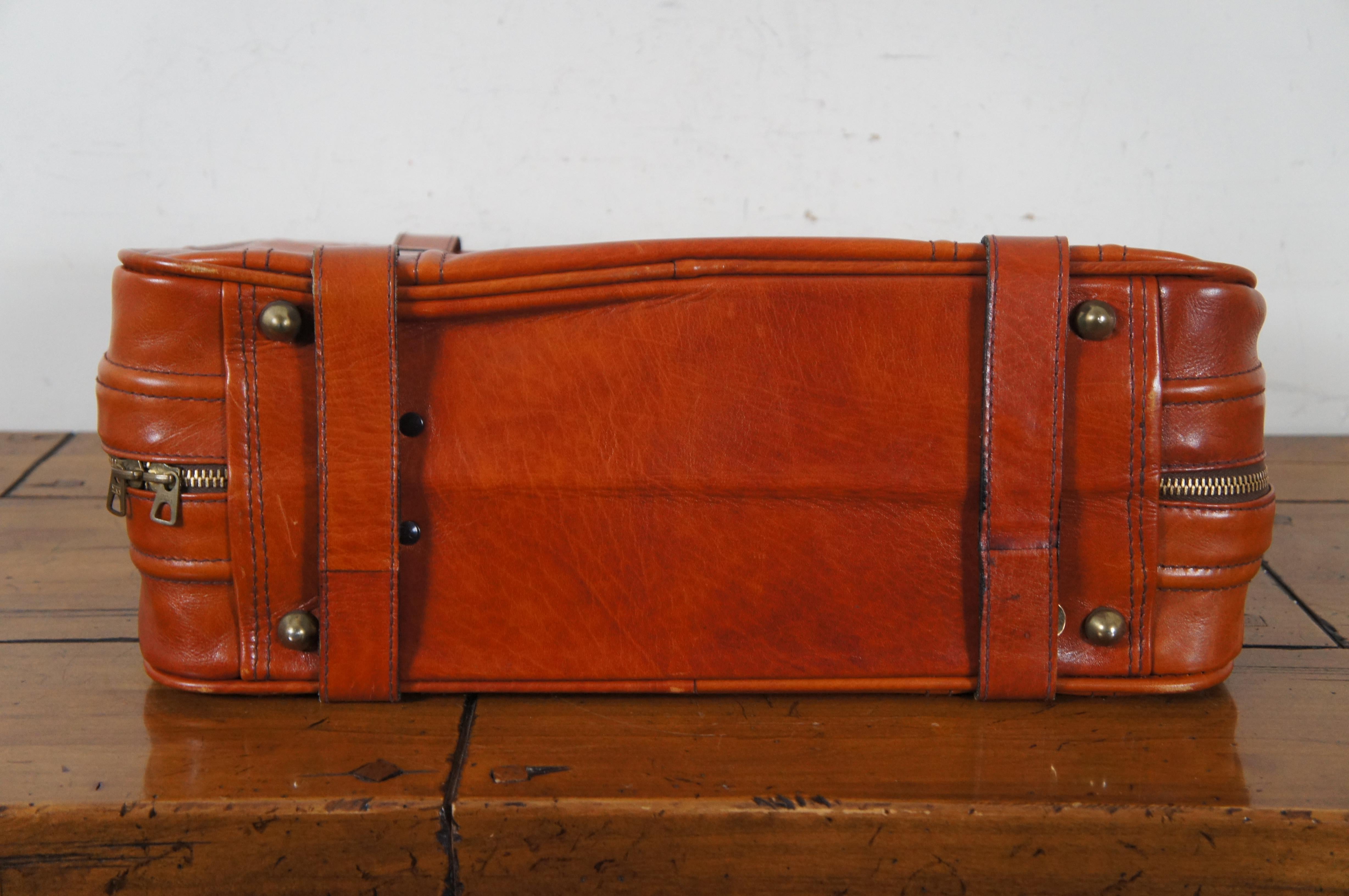 Italienische Bally Brown Leder Koffer Gepäck Carry On Locking Straps Aktentasche (20. Jahrhundert)