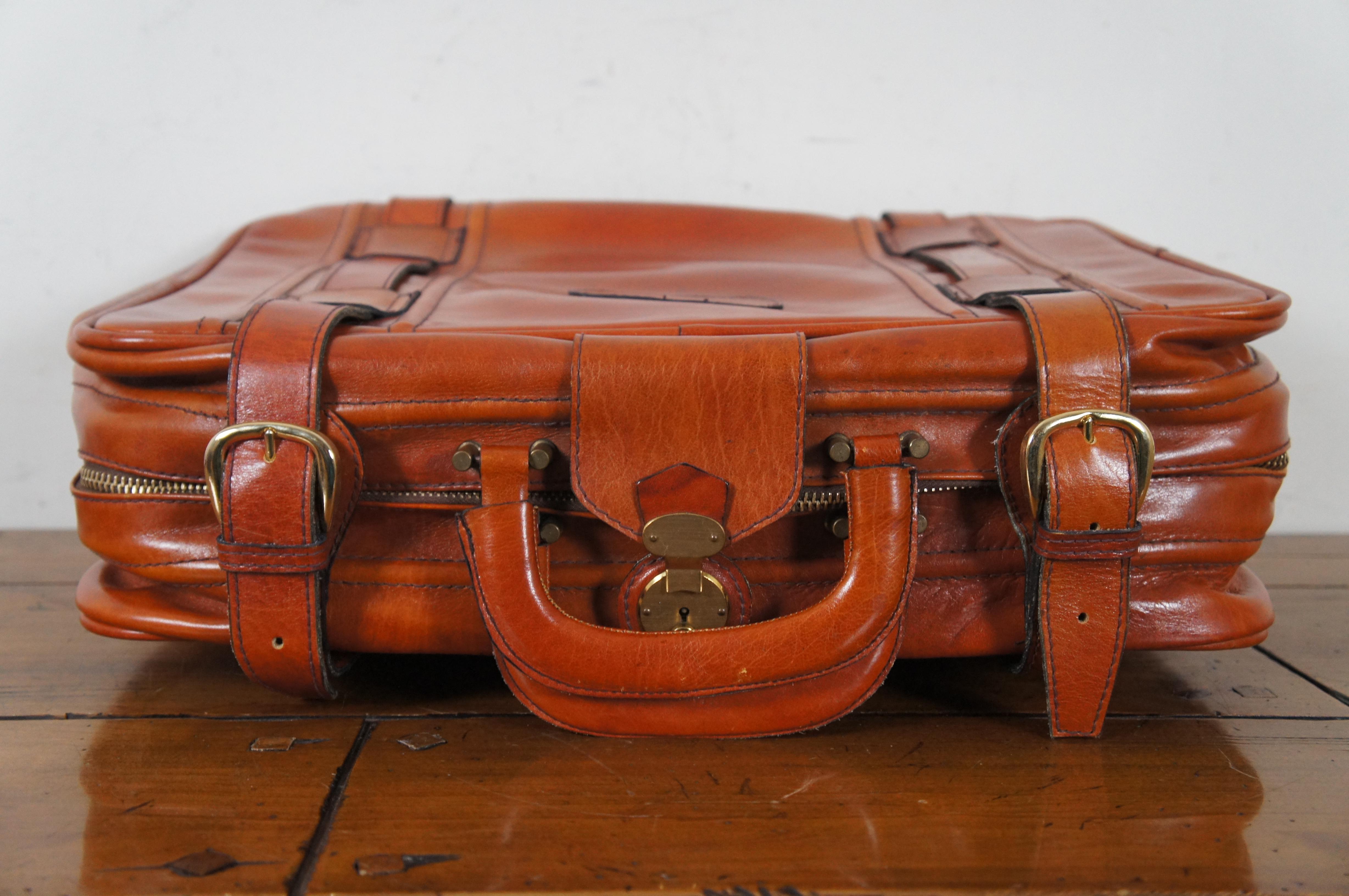 Italienische Bally Brown Leder Koffer Gepäck Carry On Locking Straps Aktentasche 1