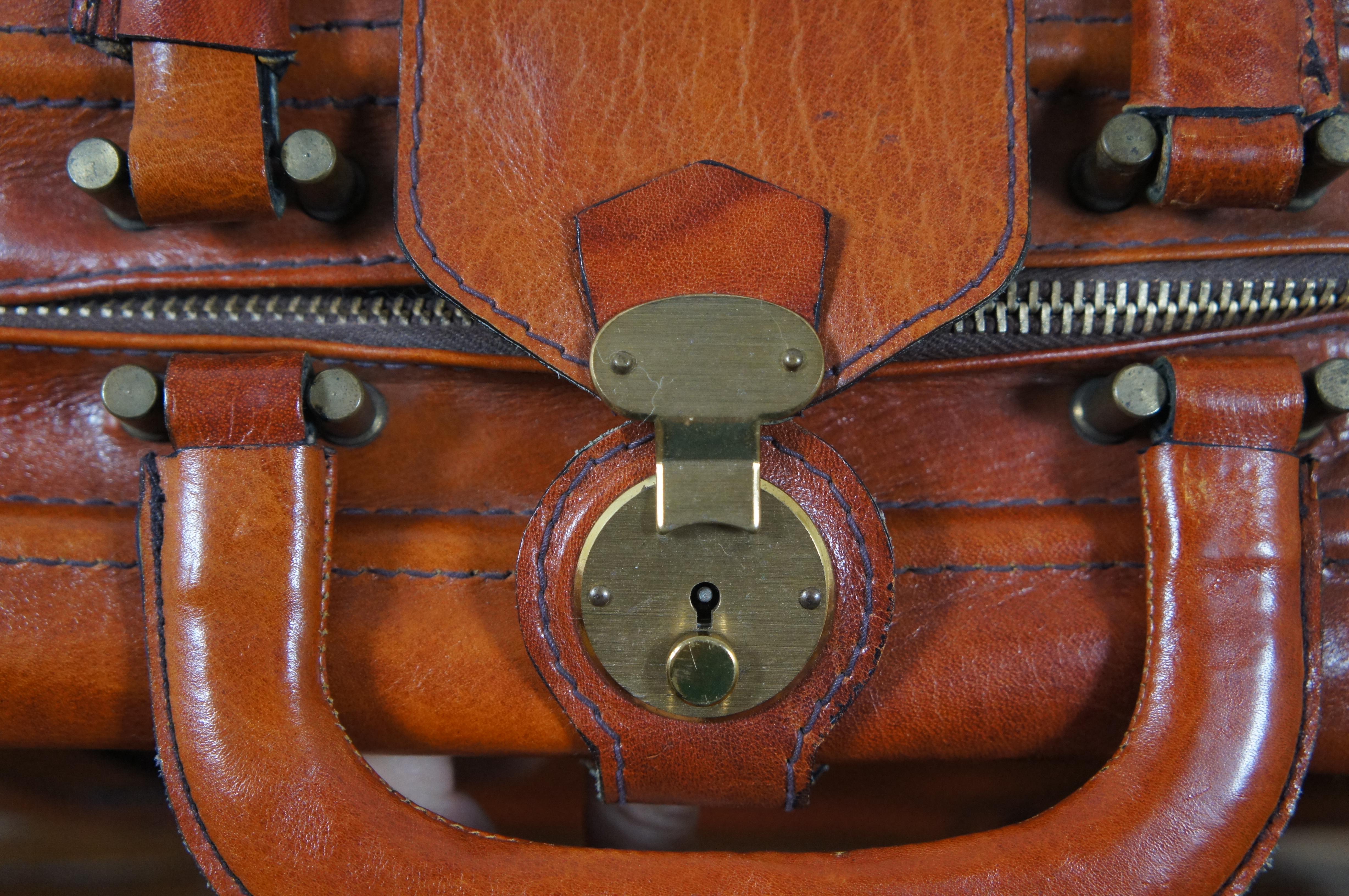 Italienische Bally Brown Leder Koffer Gepäck Carry On Locking Straps Aktentasche 2