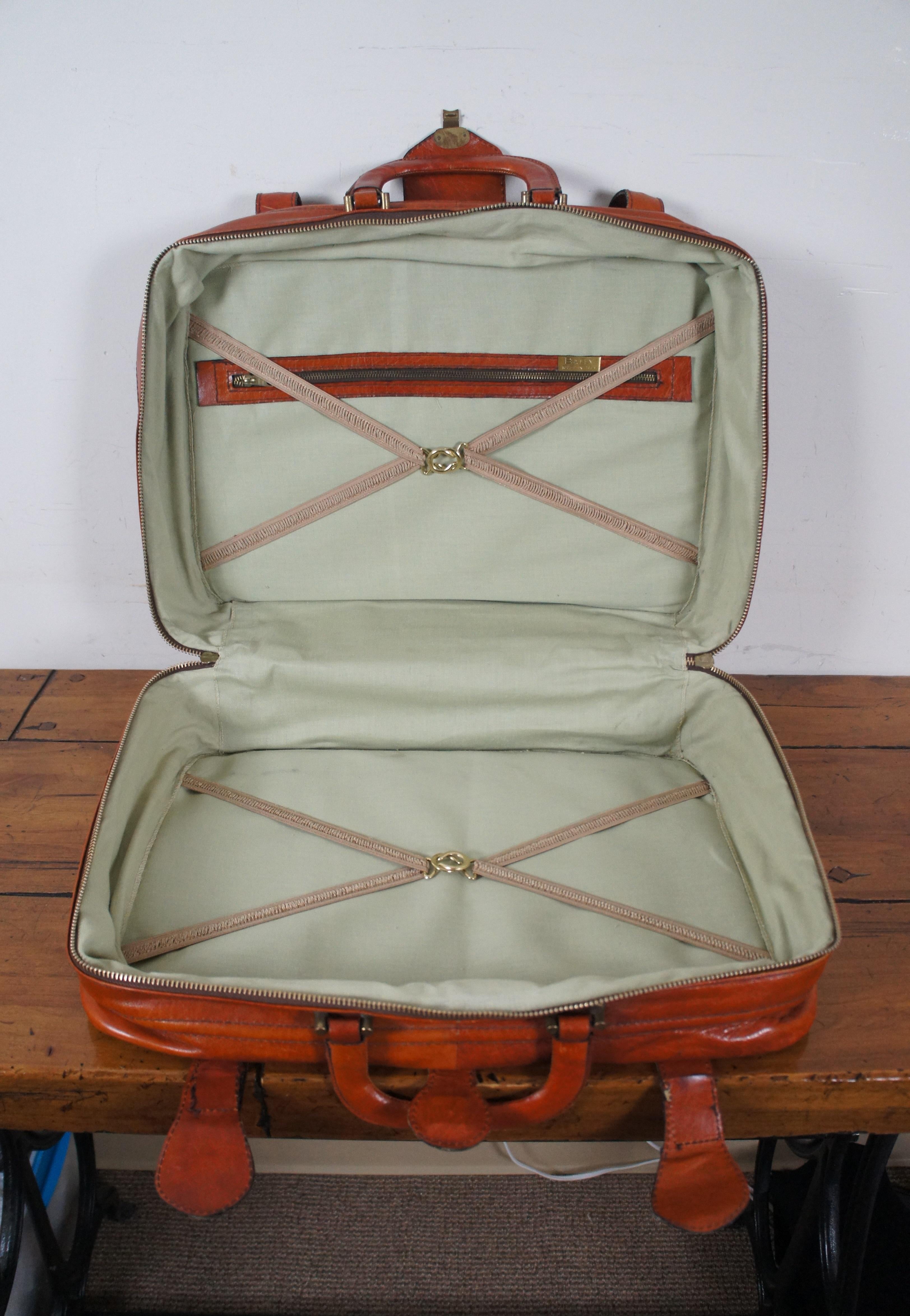 Italienische Bally Brown Leder Koffer Gepäck Carry On Locking Straps Aktentasche 3