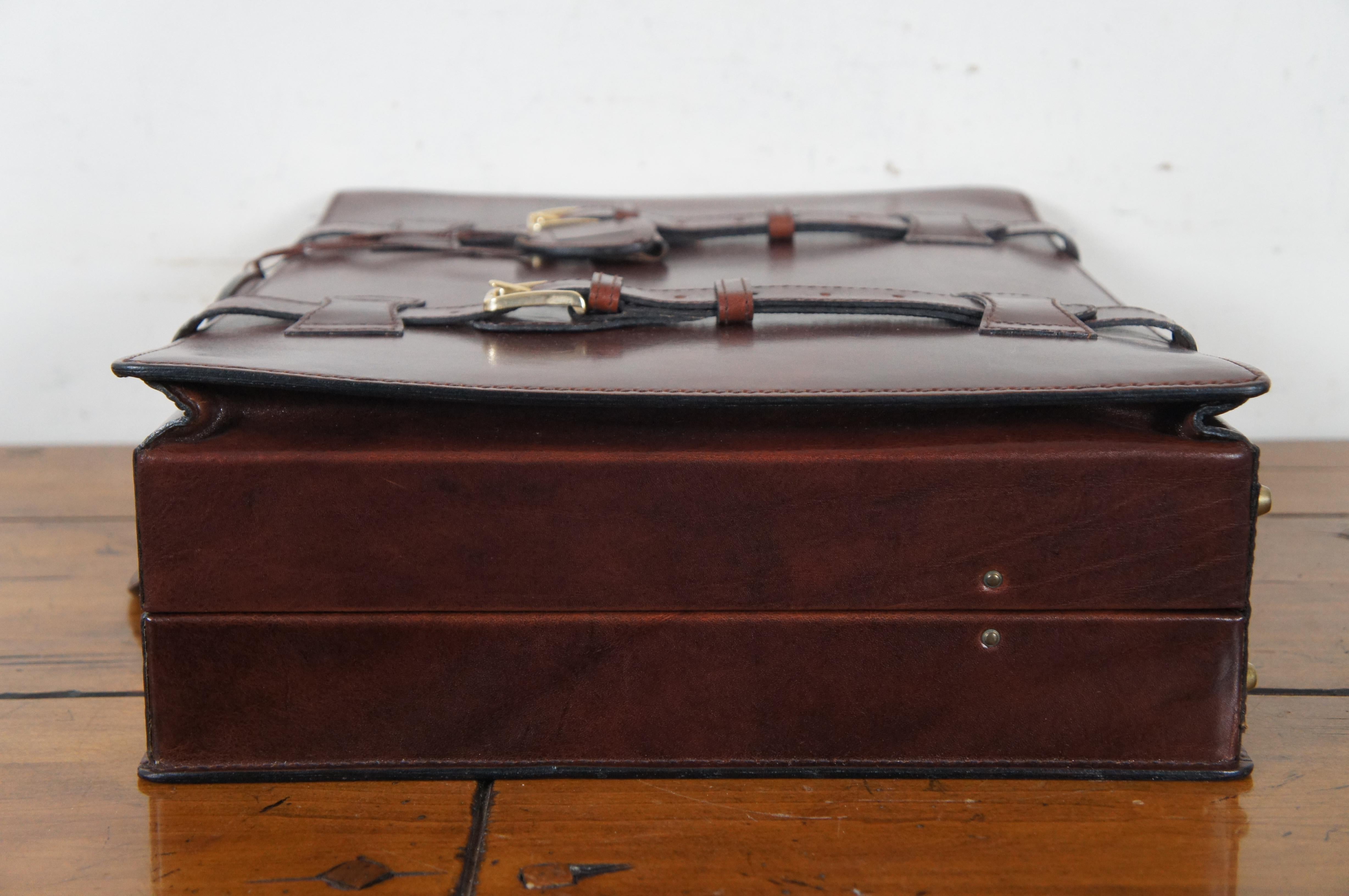 Italian Bally Presto Lock Dark Brown Leather Expandable Executive Briefcase  For Sale 6