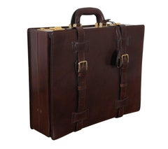 Italian Bally Presto Lock Dark Brown Leather Expandable Executive Briefcase