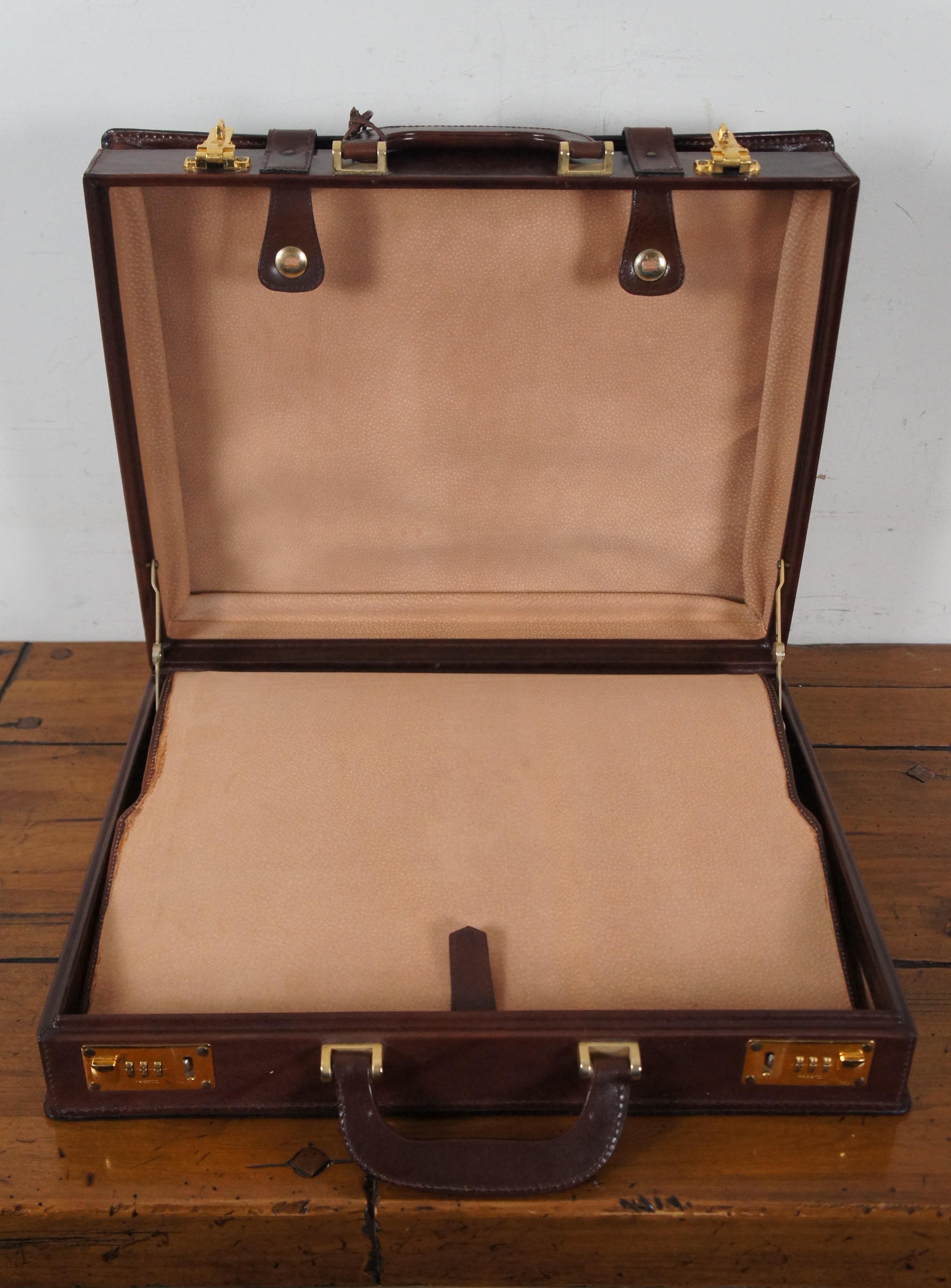 Italian Bally Presto Lock Dark Brown Leather Expandable Executive Briefcase  For Sale 3