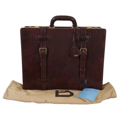 Italian Bally Presto Lock Dark Brown Leather Expandable Executive Briefcase 