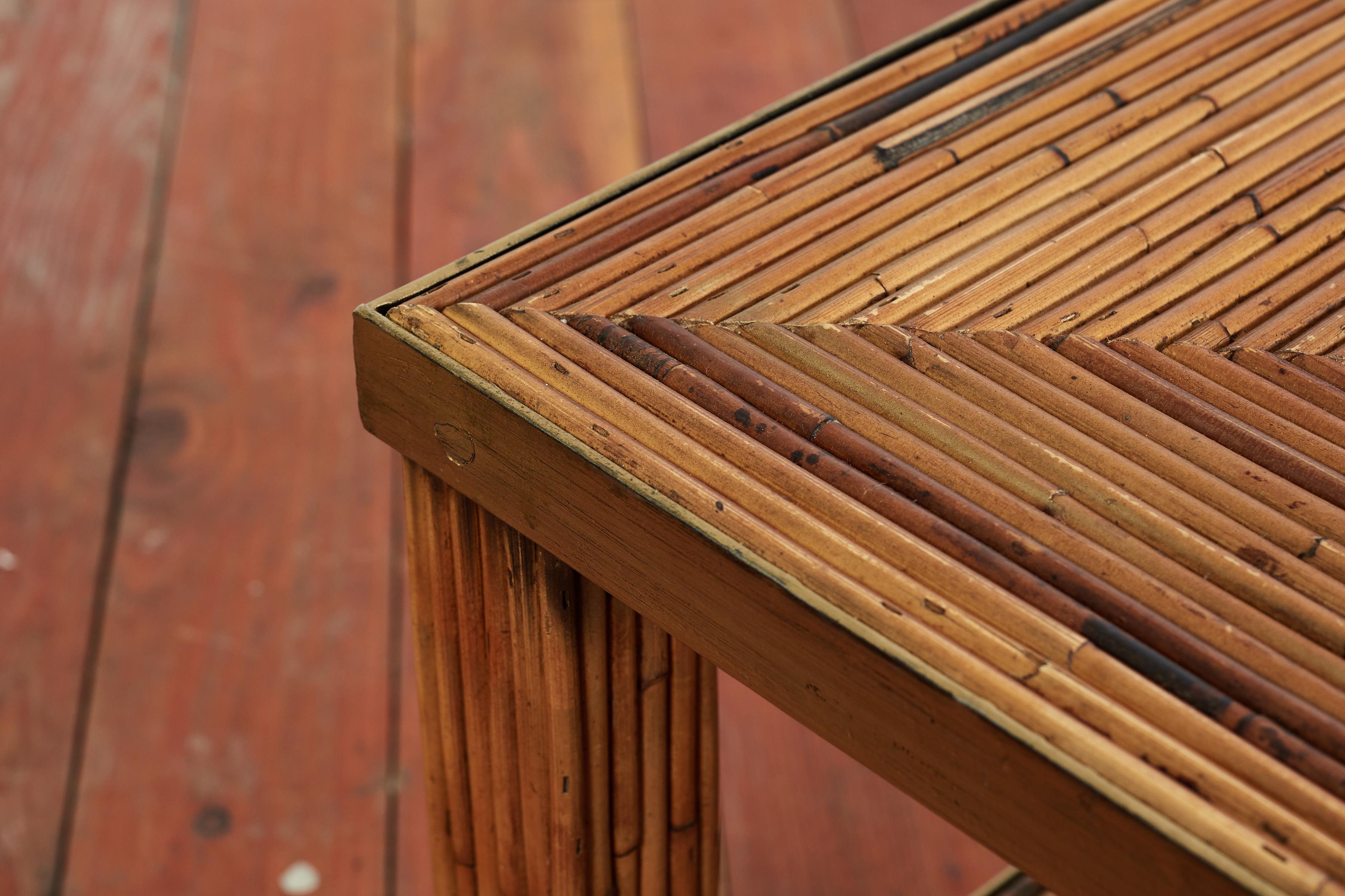 Italian Bamboo and Brass Coffee Table  For Sale 8