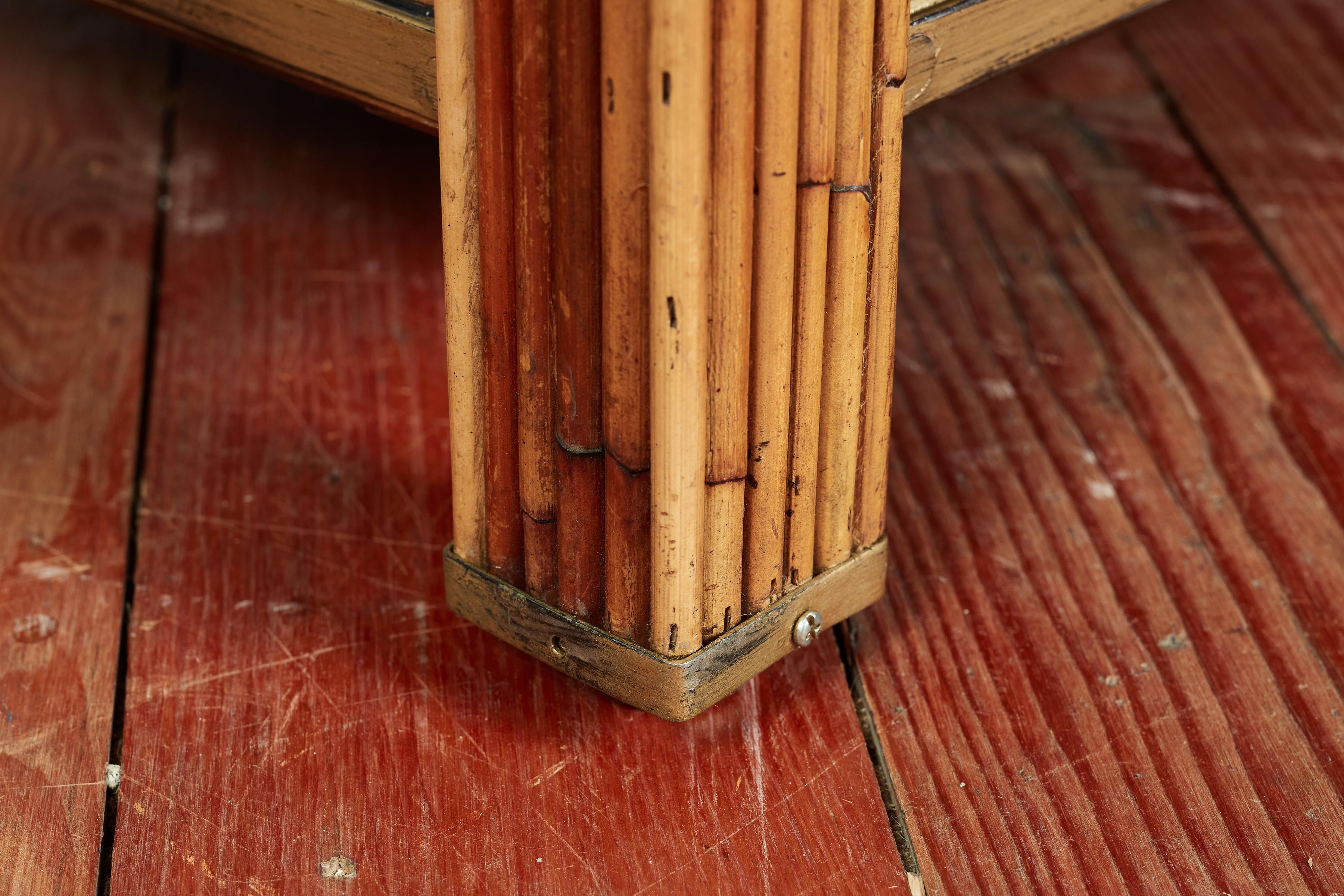 Italian Bamboo and Brass Coffee Table  For Sale 10