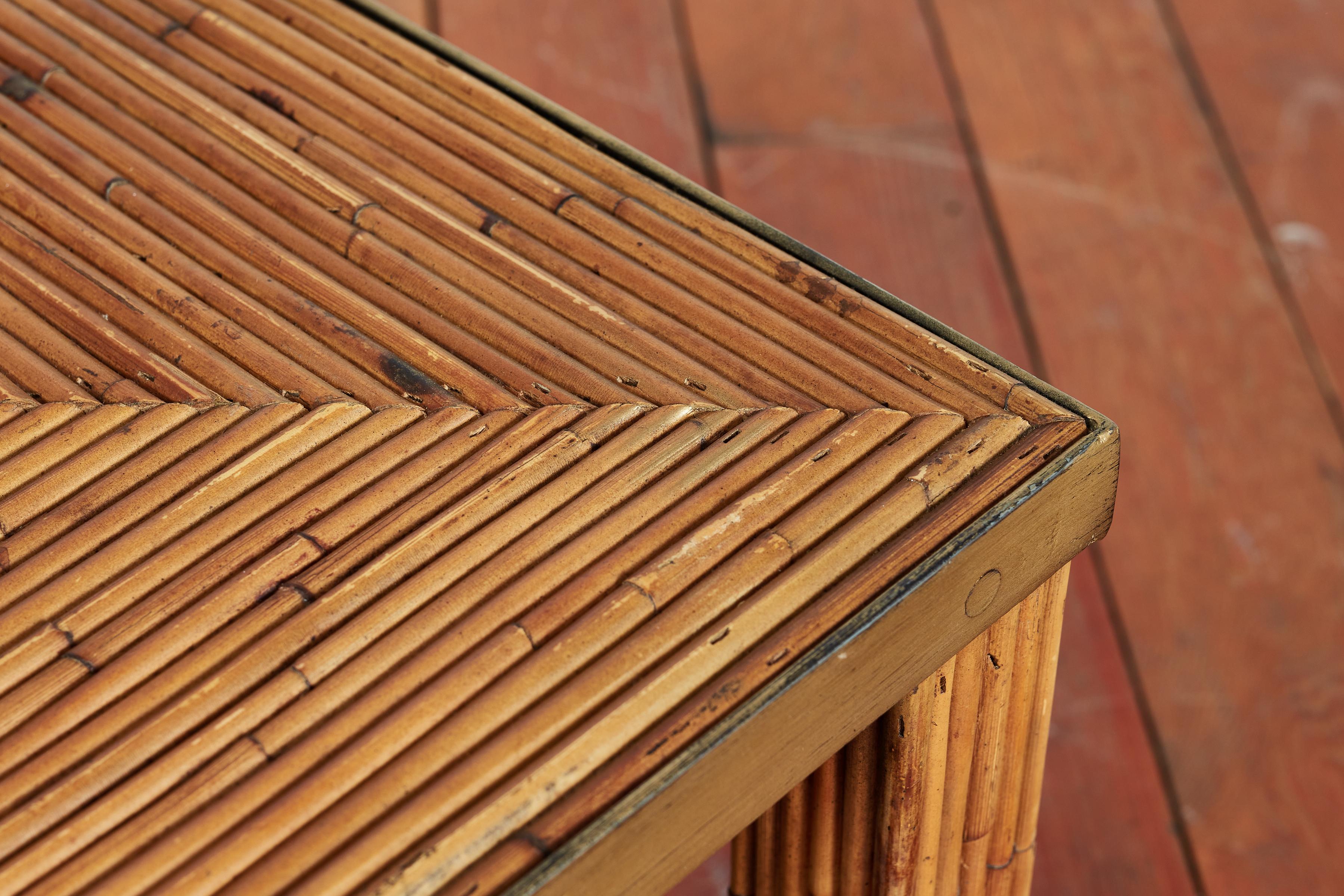 Italian Bamboo and Brass Coffee Table  For Sale 5