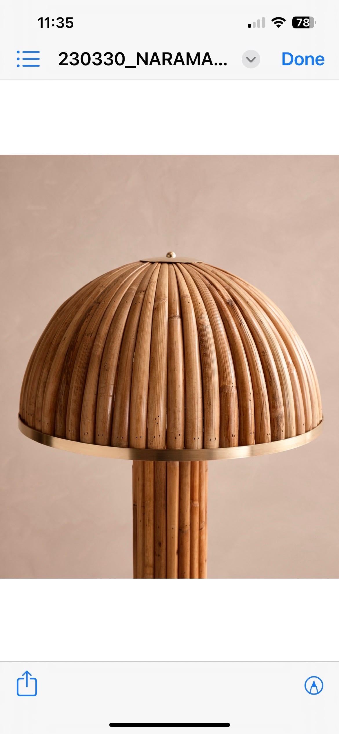 Crafted in Italy and made to order, these lamps are modern and chic. Production lead time 2-4 weeks. 
Base diameter 8 inches, hat diameter 20 inches, height 31inches 