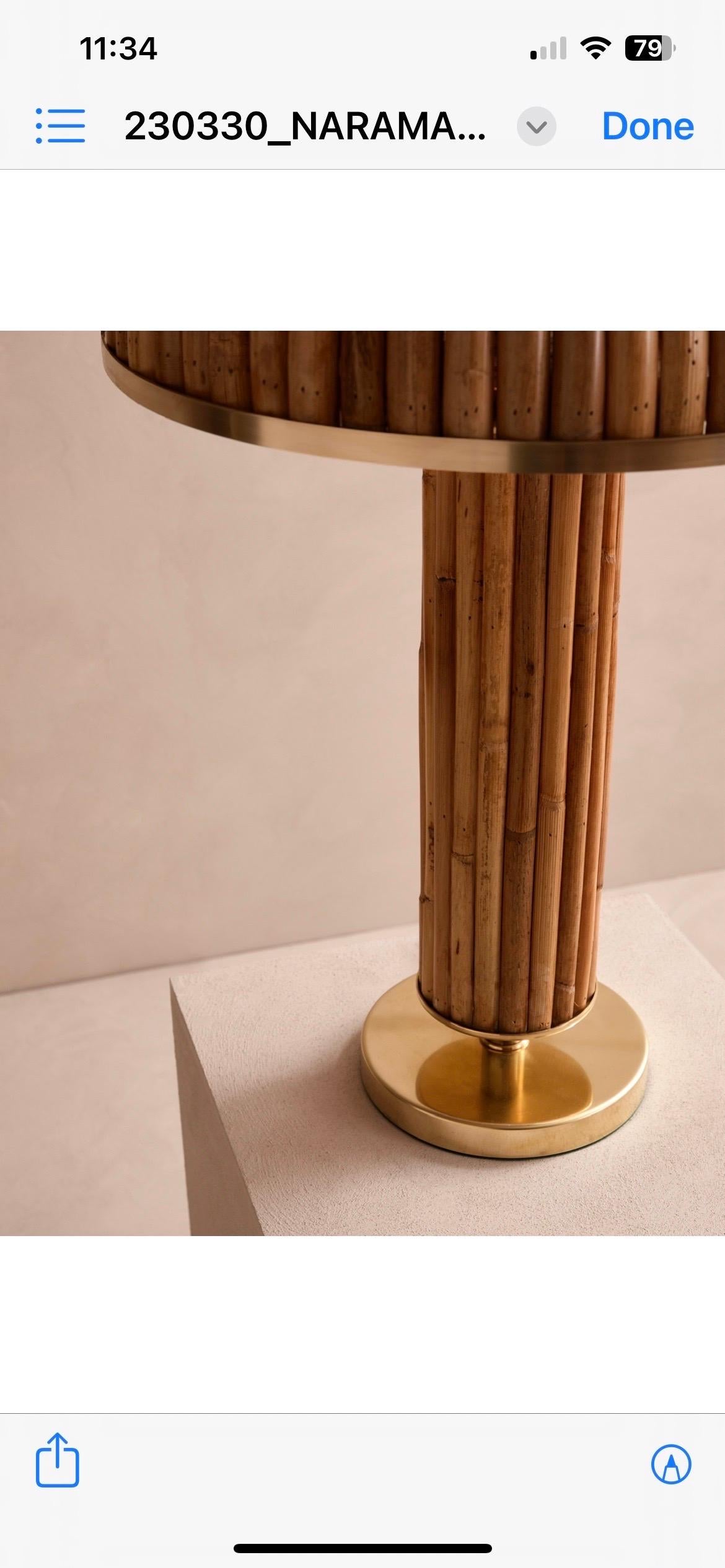 Mid-Century Modern Italian Bamboo and Brass Gabriella Crespi Inspired Pair of Lamps  For Sale