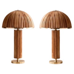 Vintage Italian Bamboo and Brass Gabriella Crespi Inspired Pair of Lamps
