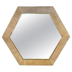 Miroirs hexagonaux italiens en bambou et laiton