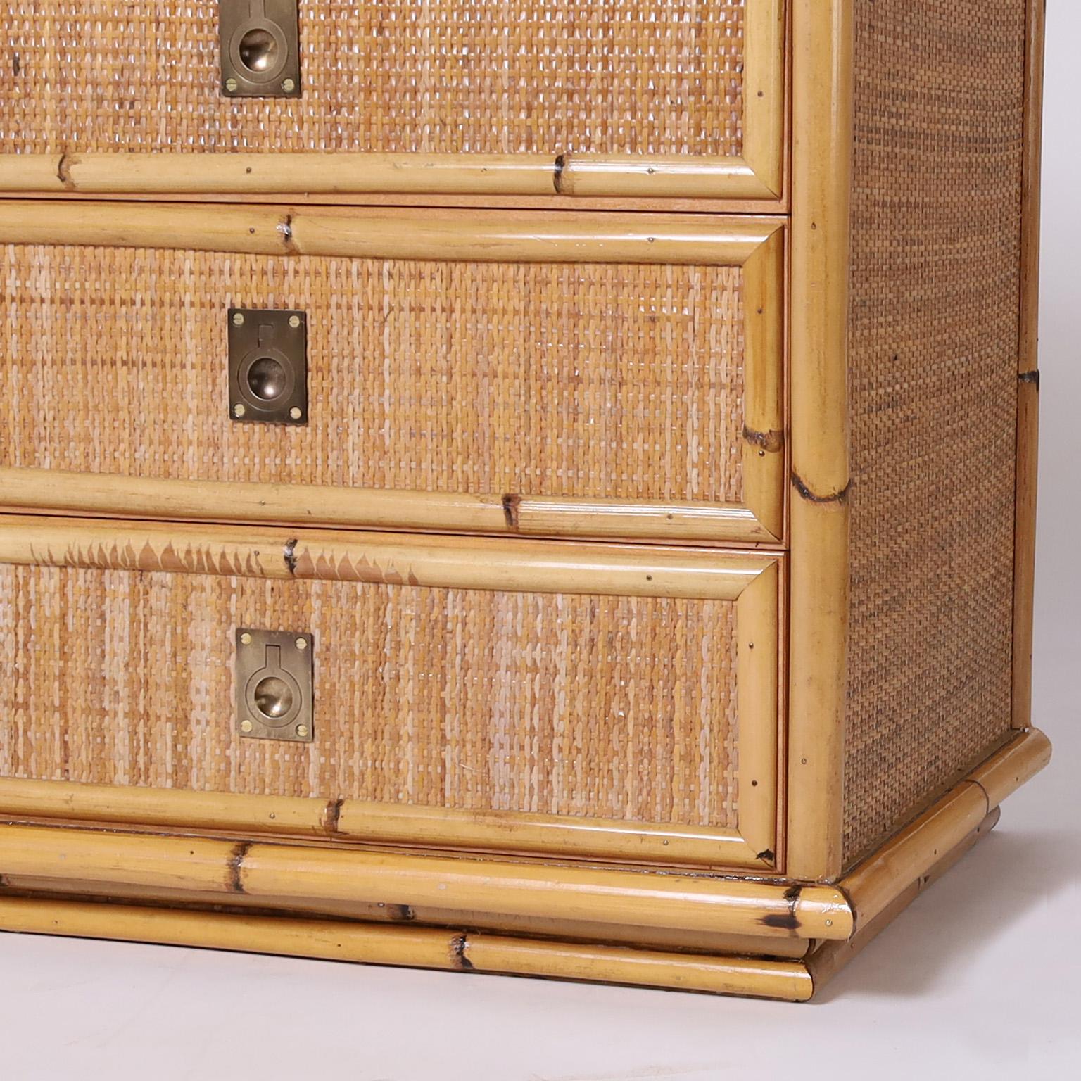 Italian Bamboo and Grasscloth Chest or Cabinet 2