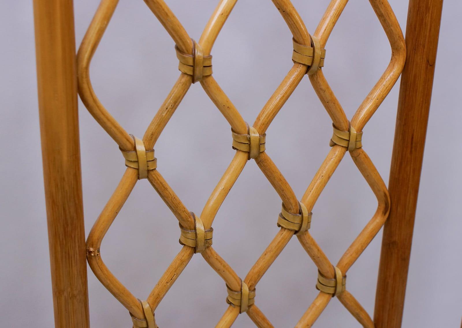 Italian Bamboo and Leather Coat Wall Rack, 1960s In Good Condition In Nürnberg, Bayern