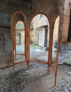 Italian Bamboo and Mirror Room Divider, 1960's