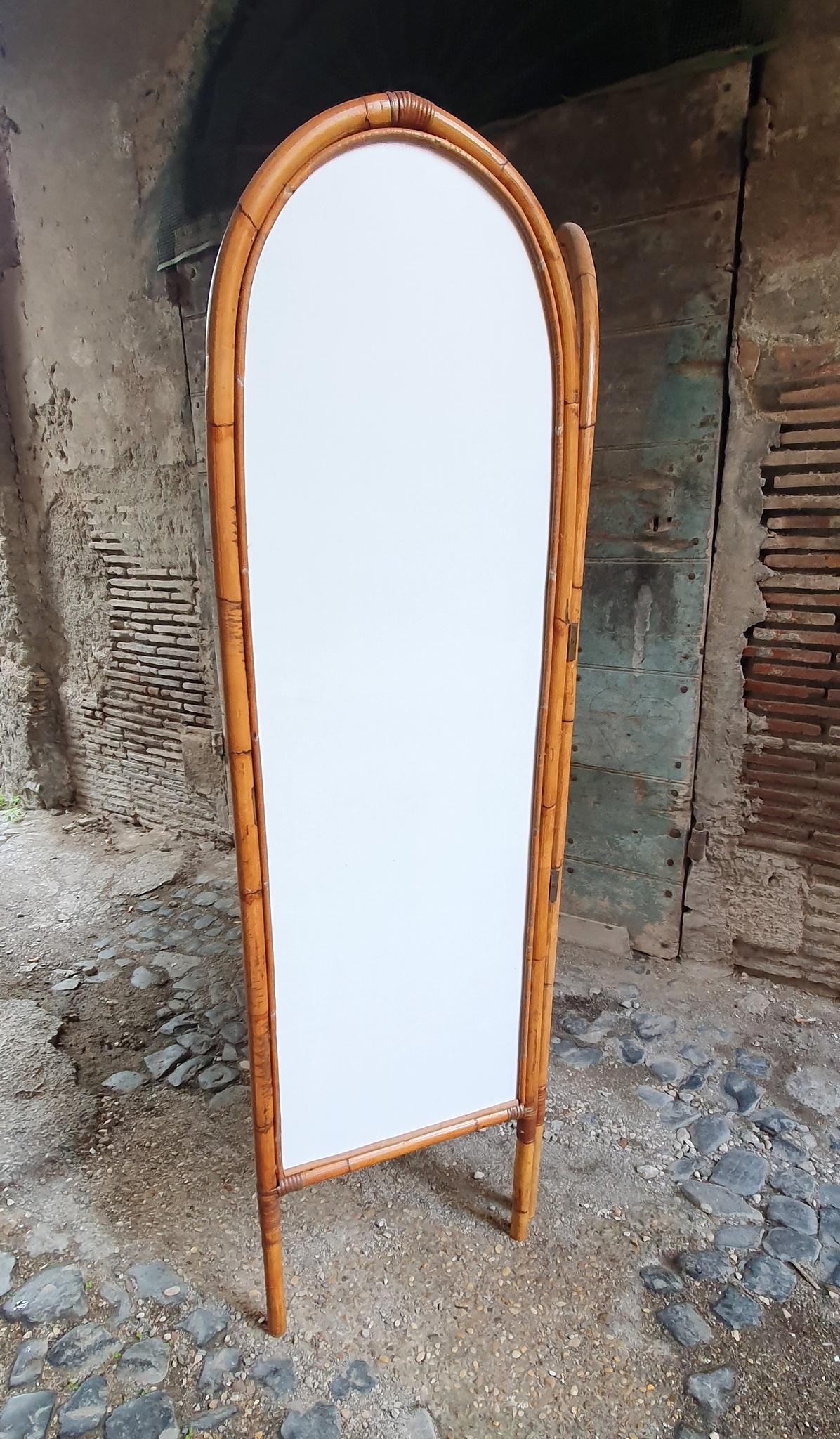 Italian Bamboo and Mirror Room Divider, 1960's In Good Condition In Albano Laziale, Rome/Lazio