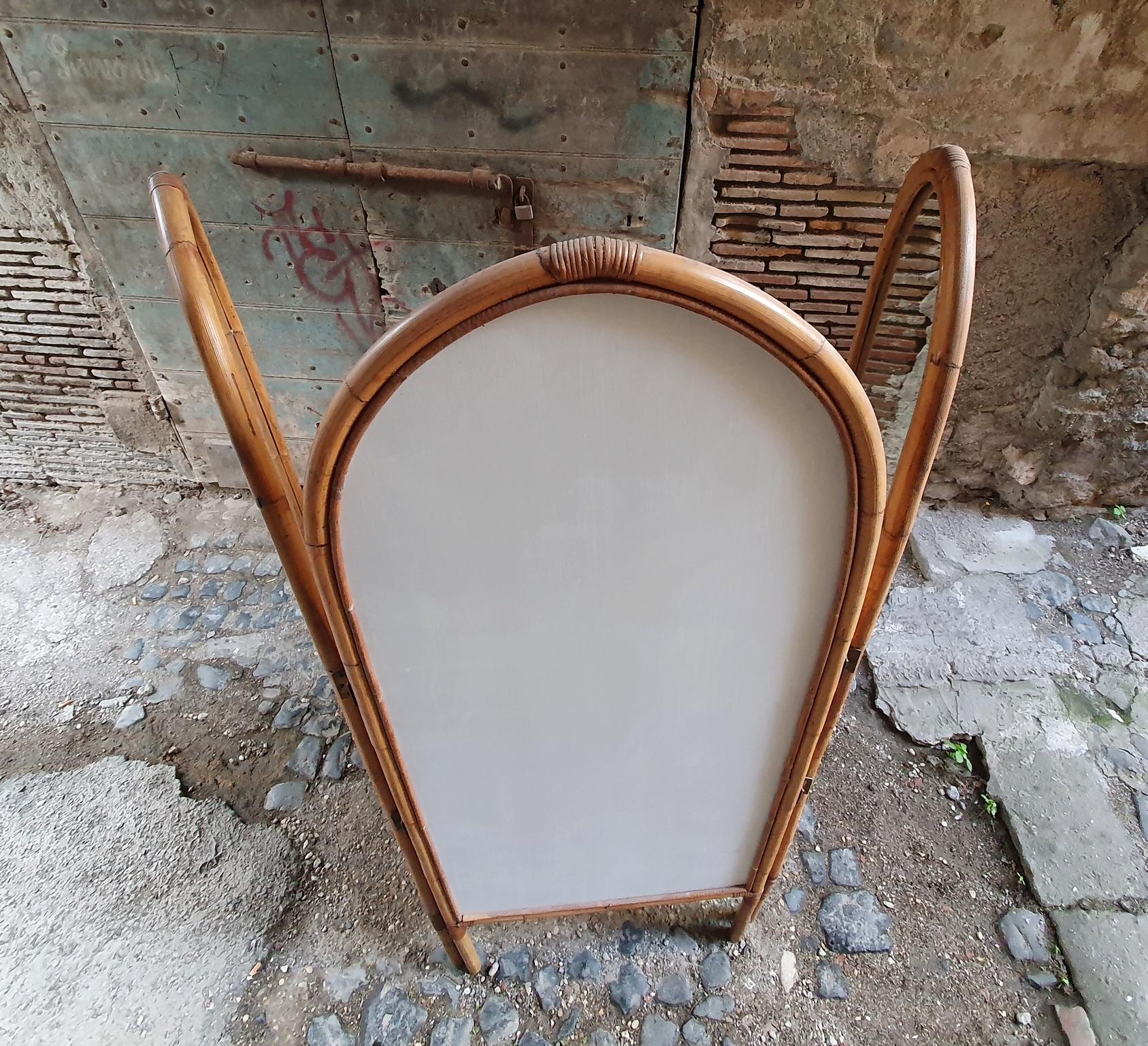 Italian Bamboo and Mirror Room Divider, 1960's For Sale 3