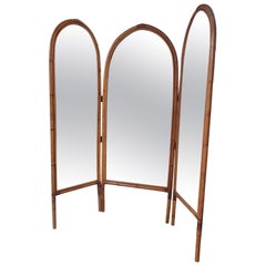 Italian Bamboo and Mirror Room Divider, 1960's