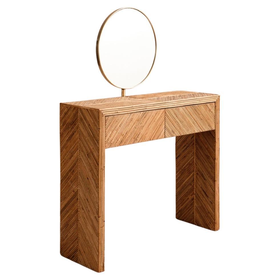 Italian Bamboo and Mirror Vanity  For Sale
