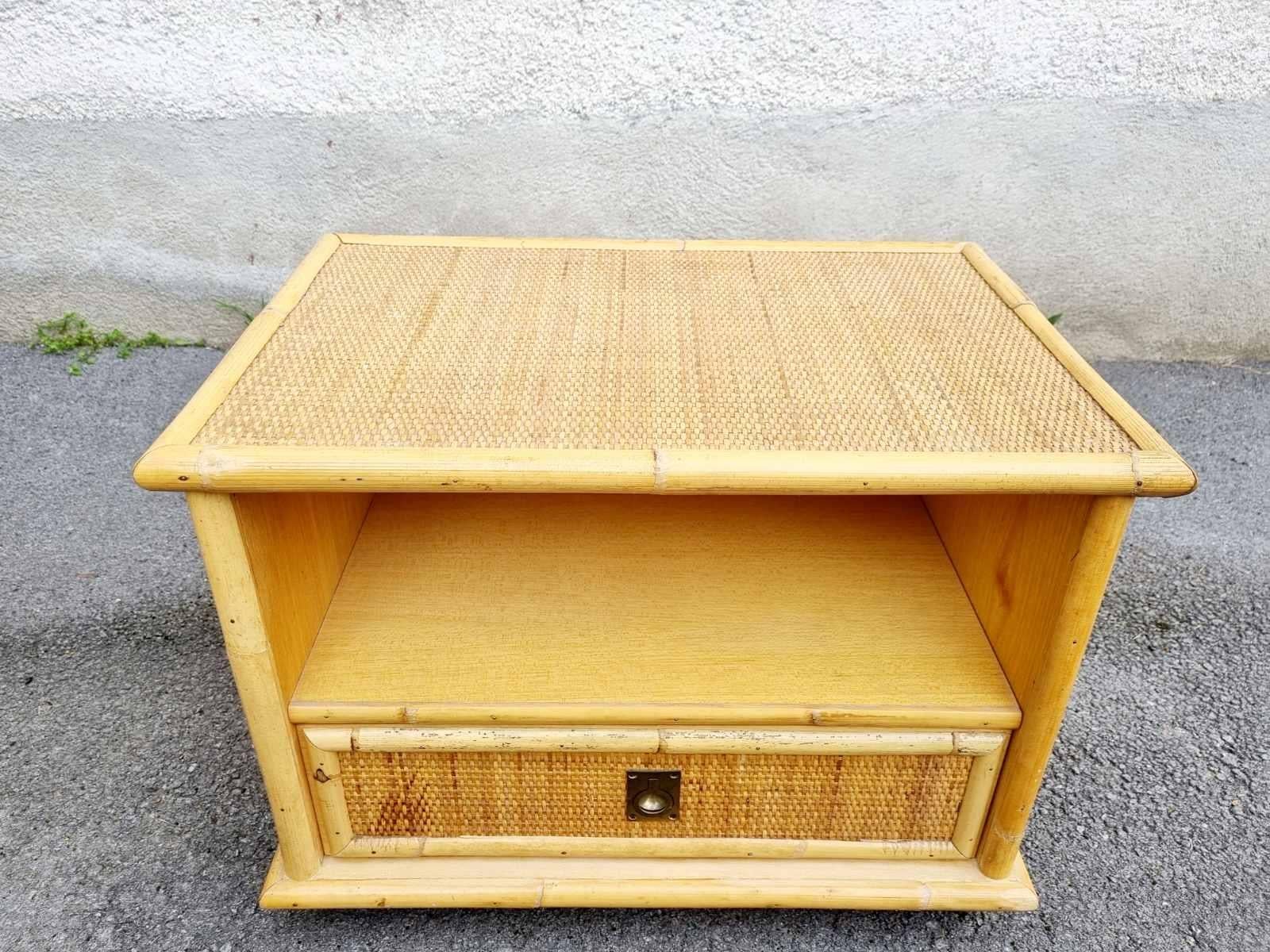 Table de chevet italienne en bambou et rotin par Dal Vera, Italie, années 70 en vente 4