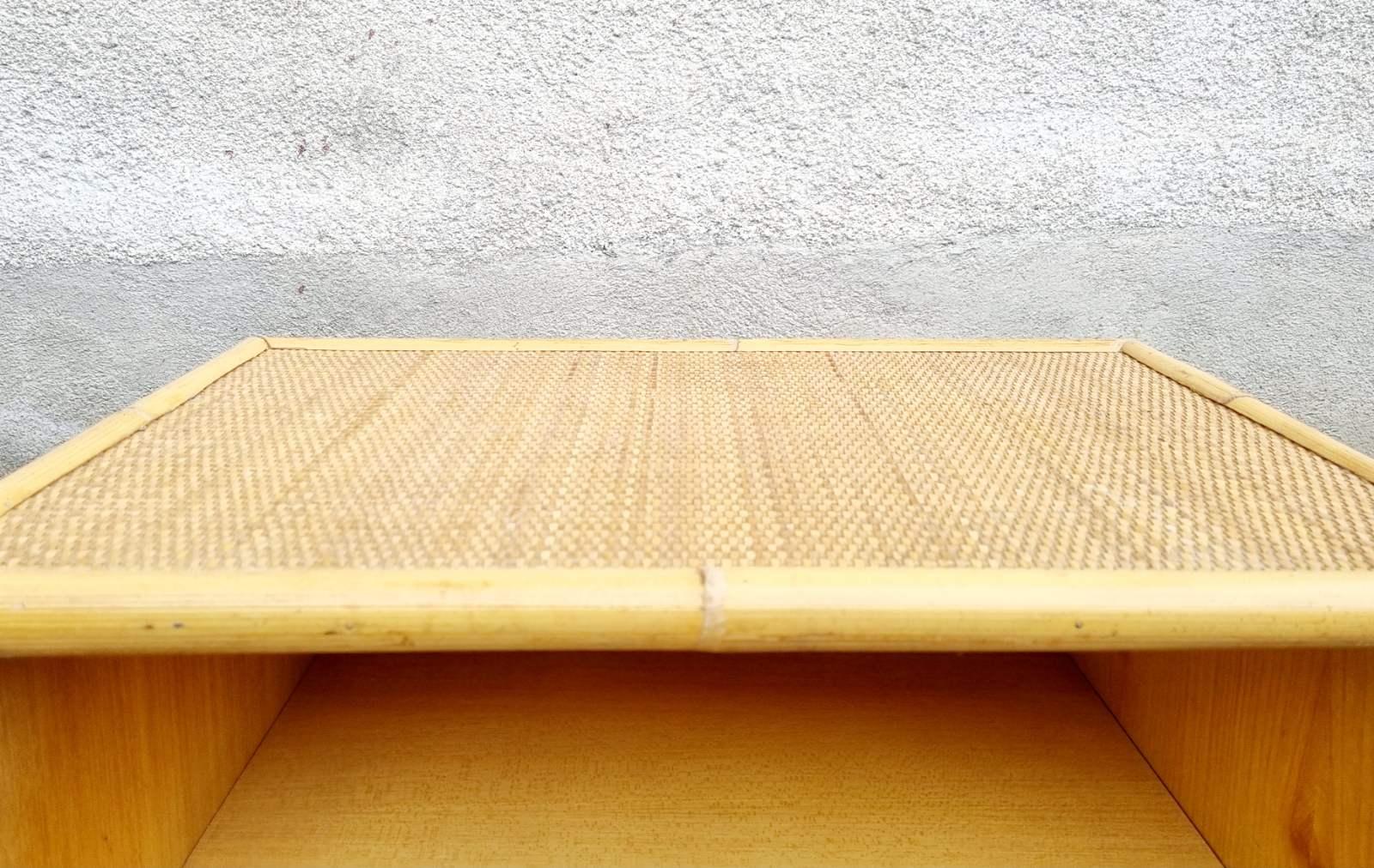 Table de chevet italienne en bambou et rotin par Dal Vera, Italie, années 70 Bon état - En vente à Lucija, SI