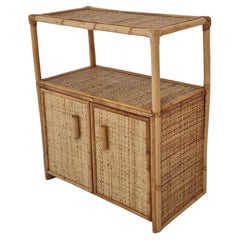 Italienischer Schrank oder Bett-Beistelltisch aus Bambus und Rattan, 1980er Jahre