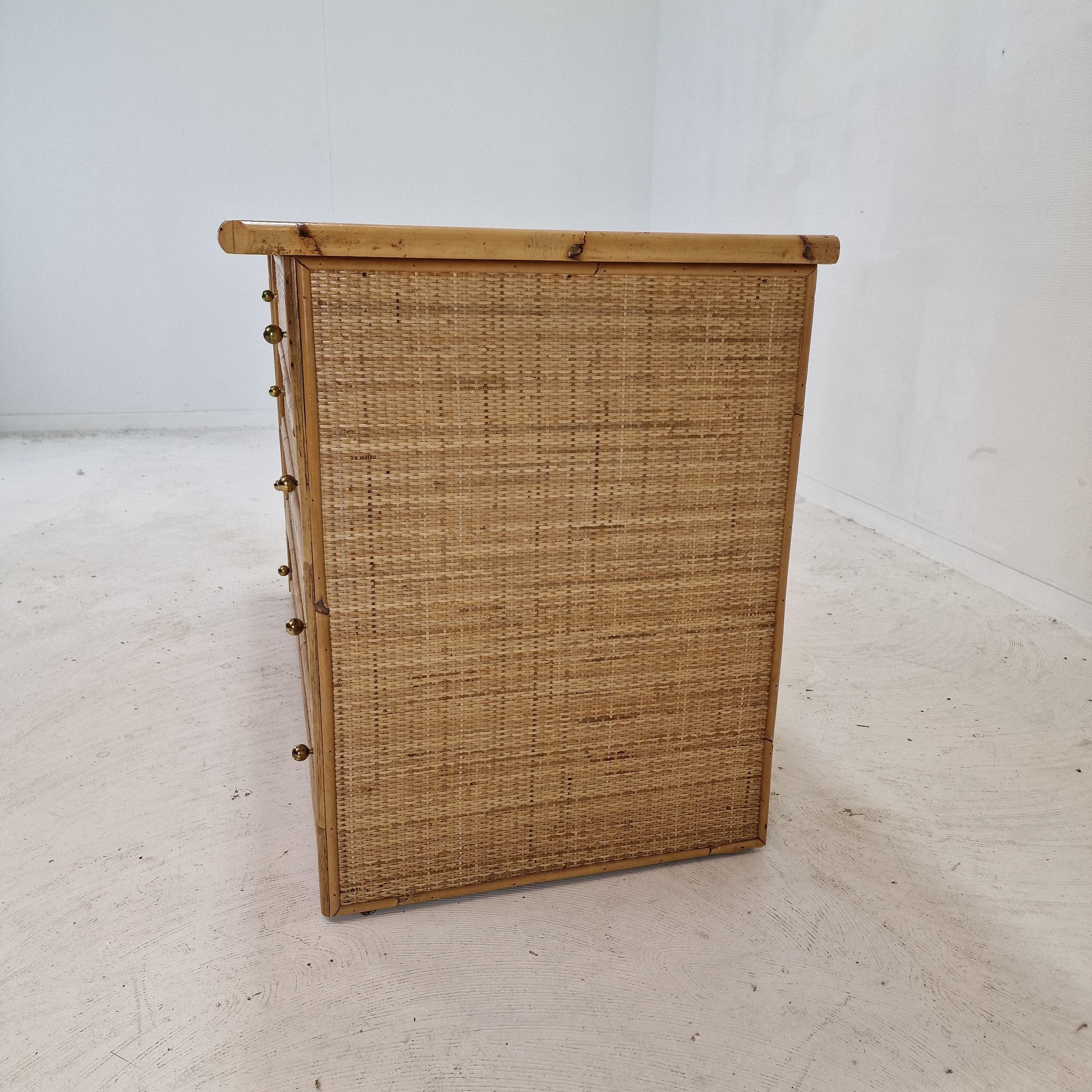 Italian Bamboo and Rattan Chest of Drawers or Credenza, 1970s 4