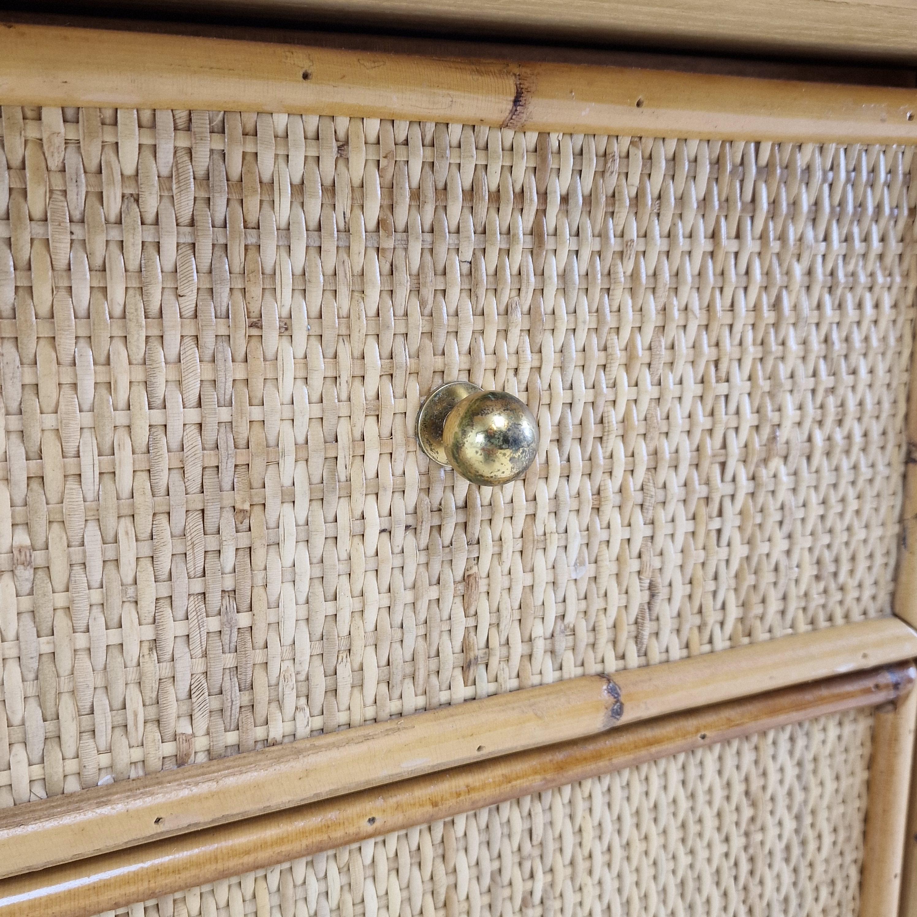 Italian Bamboo and Rattan Chest of Drawers or Credenza, 1970s 8