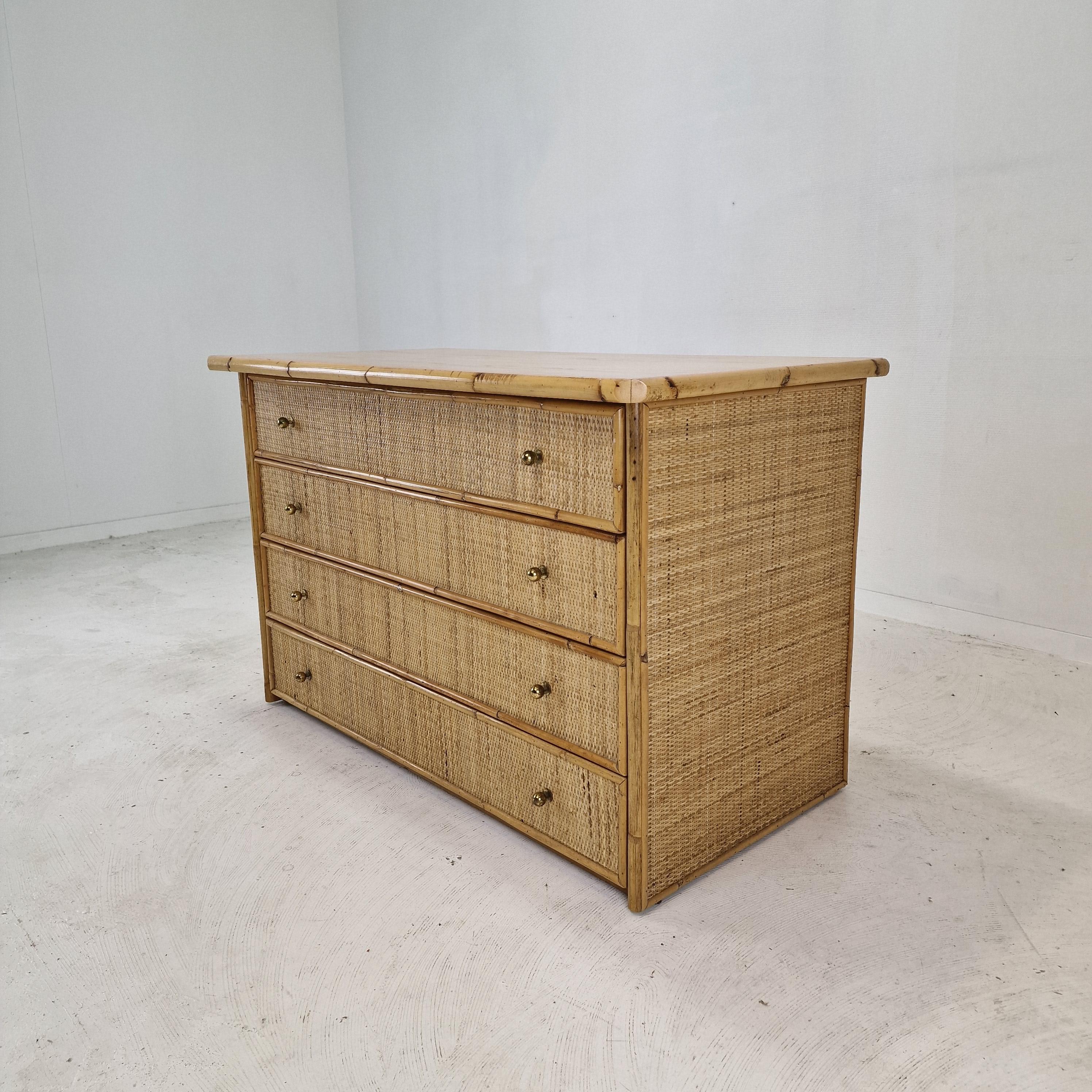 Italian Bamboo and Rattan Chest of Drawers or Credenza, 1970s 1