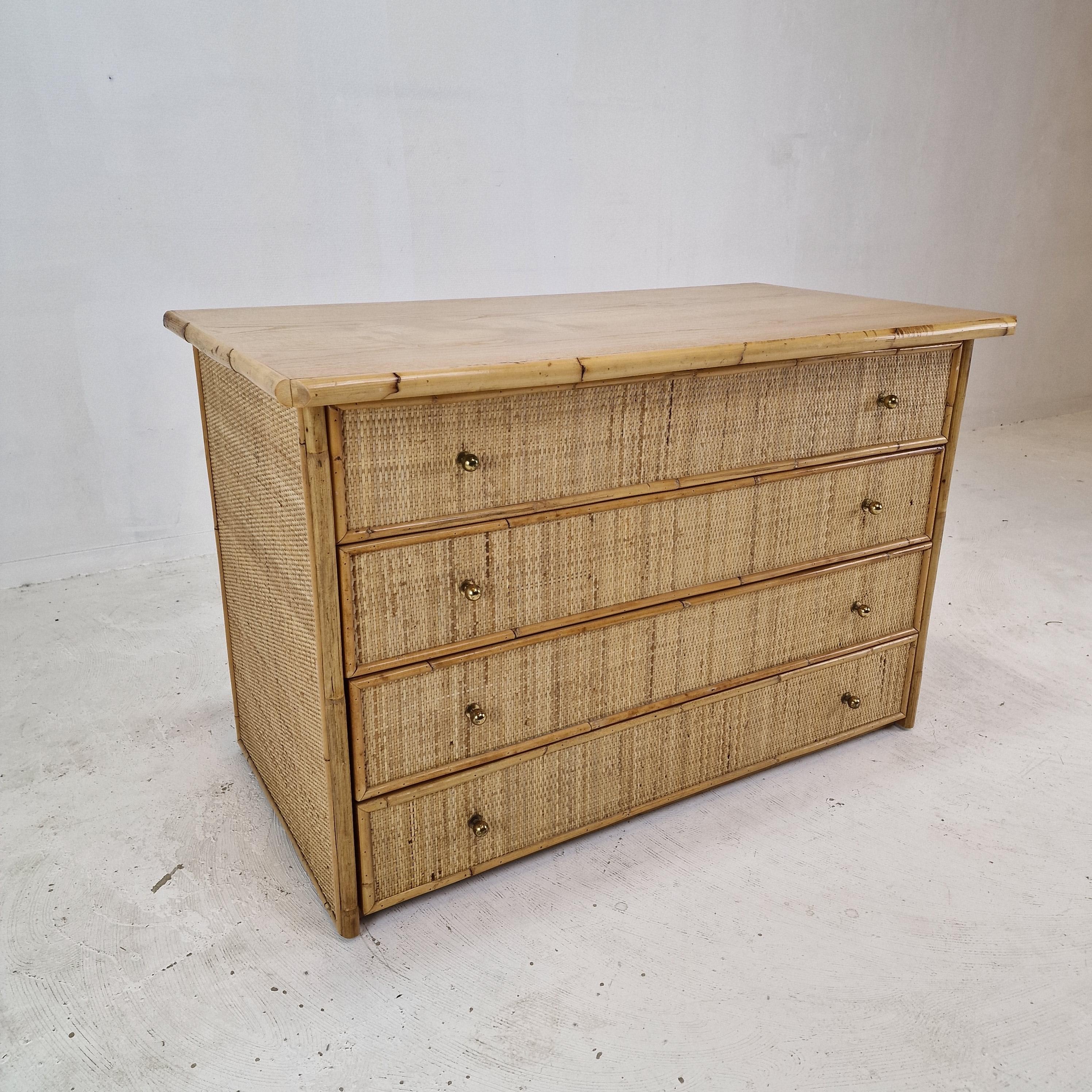 Italian Bamboo and Rattan Chest of Drawers or Credenza, 1970s 2