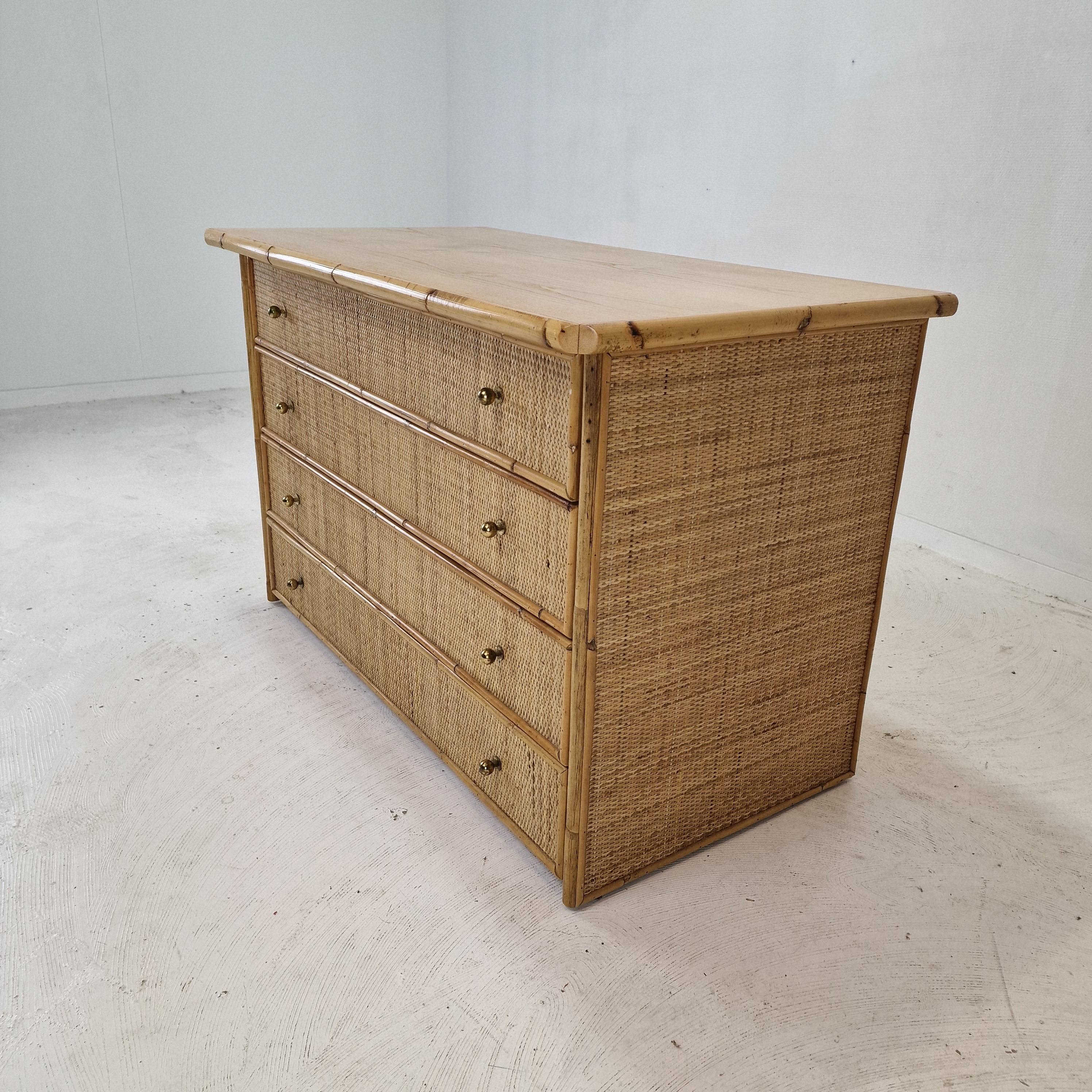 Italian Bamboo and Rattan Chest of Drawers or Credenza, 1970s 3