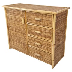 Italienische Kommode oder Anrichte aus Bambus und Rattan, 1980er-Jahre