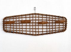 Italian Bamboo and Rattan Coat Hanger or Coat Rack, 1970s