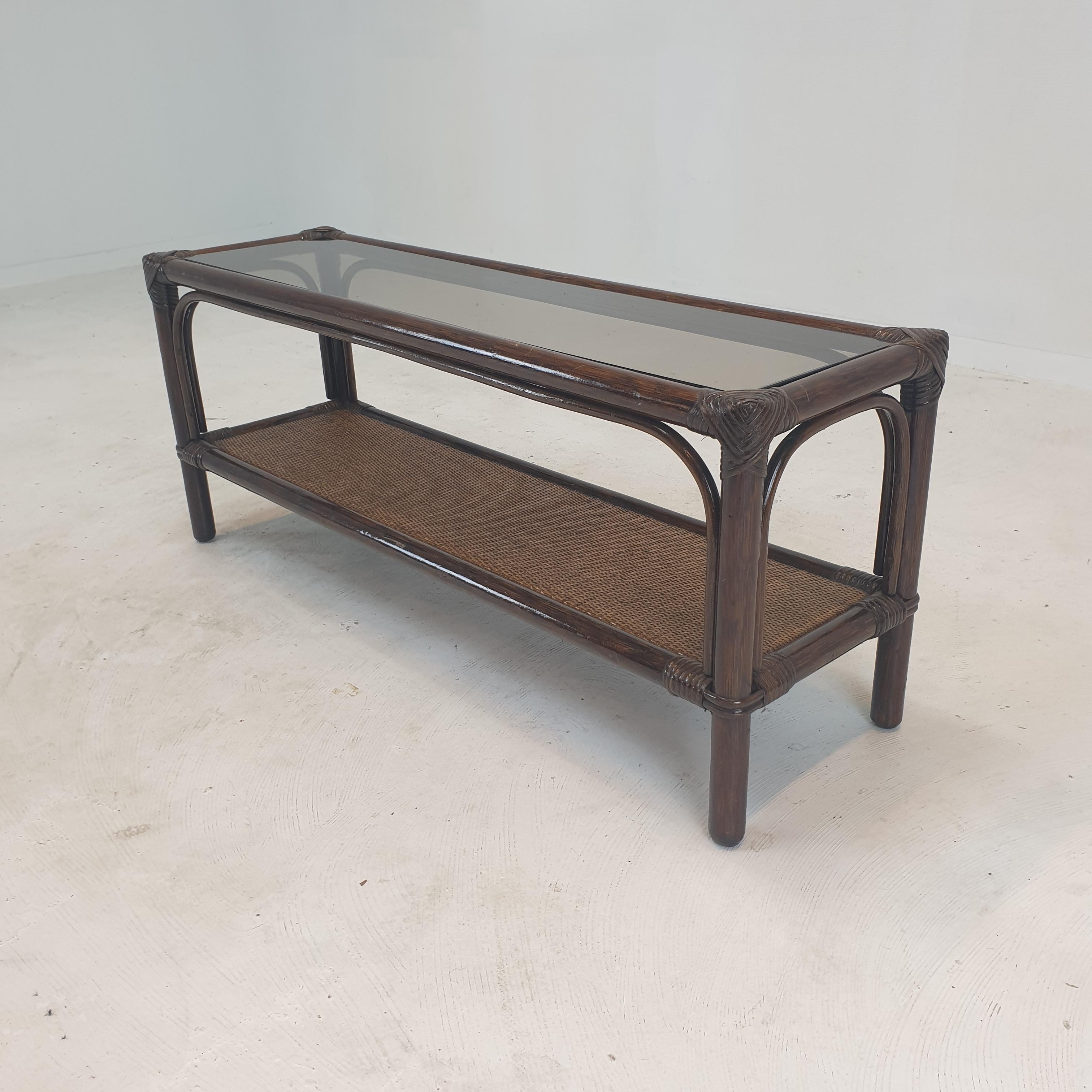Italienischer Couchtisch aus Bambus und Rattan, 1980er-Jahre im Angebot 4