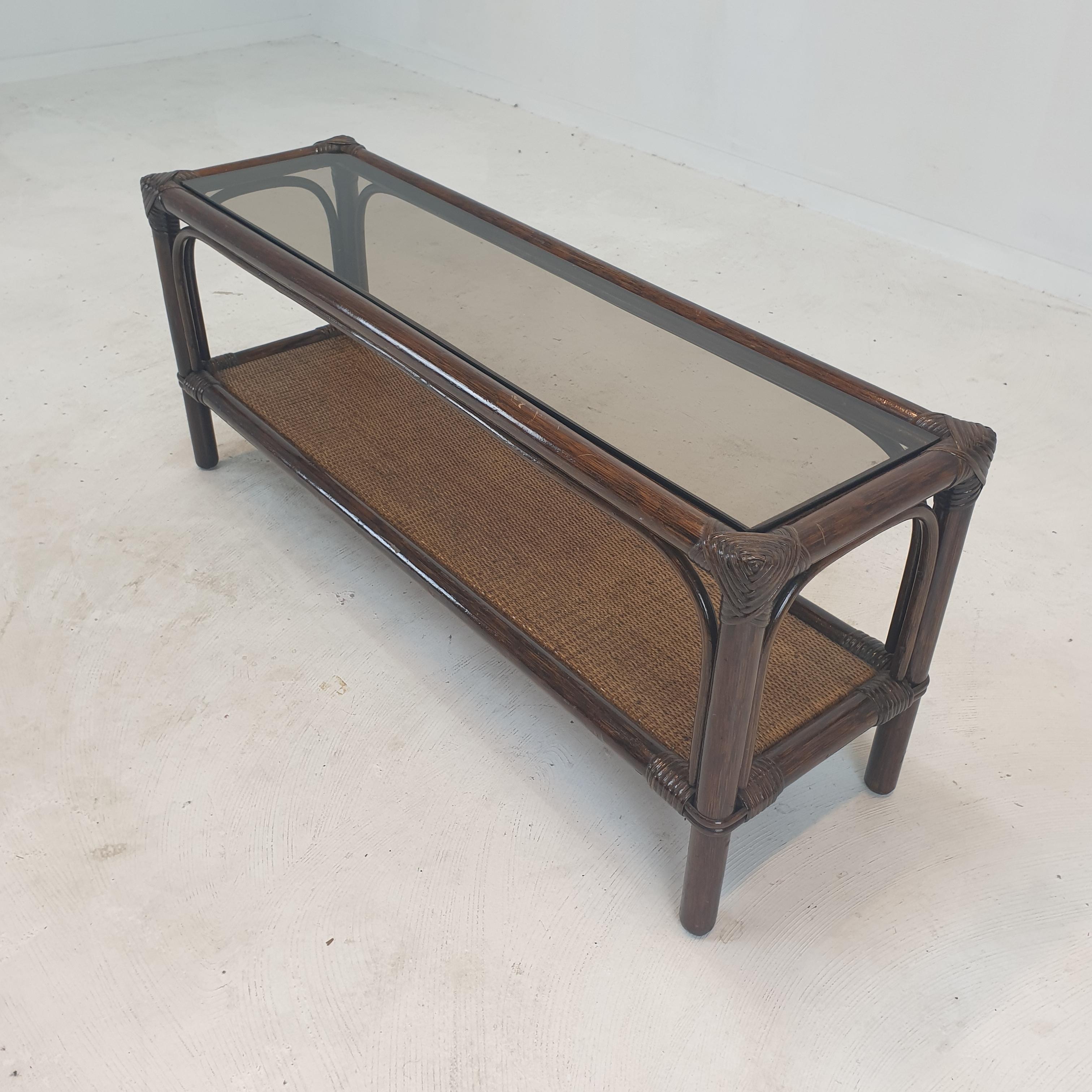 Italian Bamboo and Rattan Coffee Table, 1980s For Sale 5