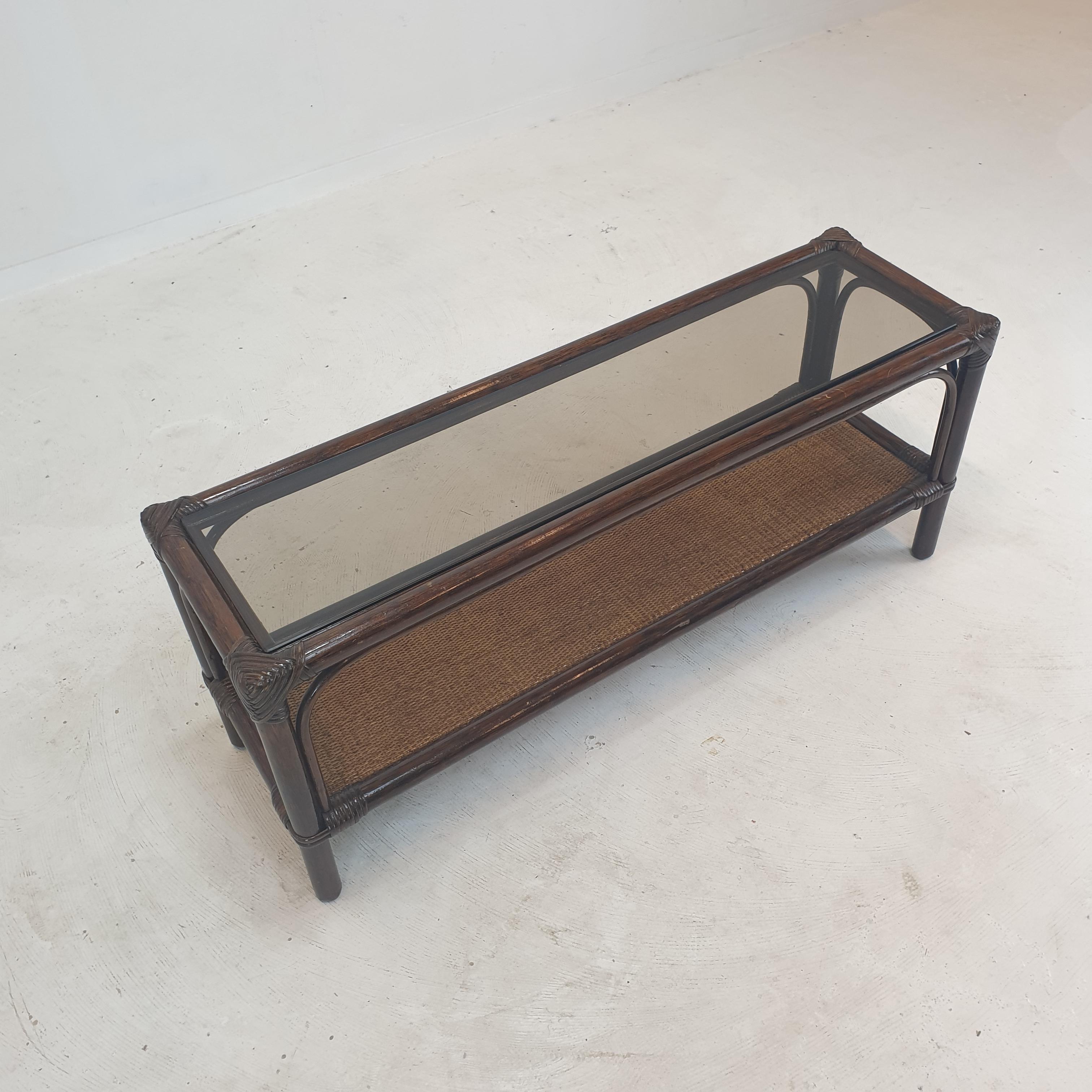 Italian Bamboo and Rattan Coffee Table, 1980s For Sale 2