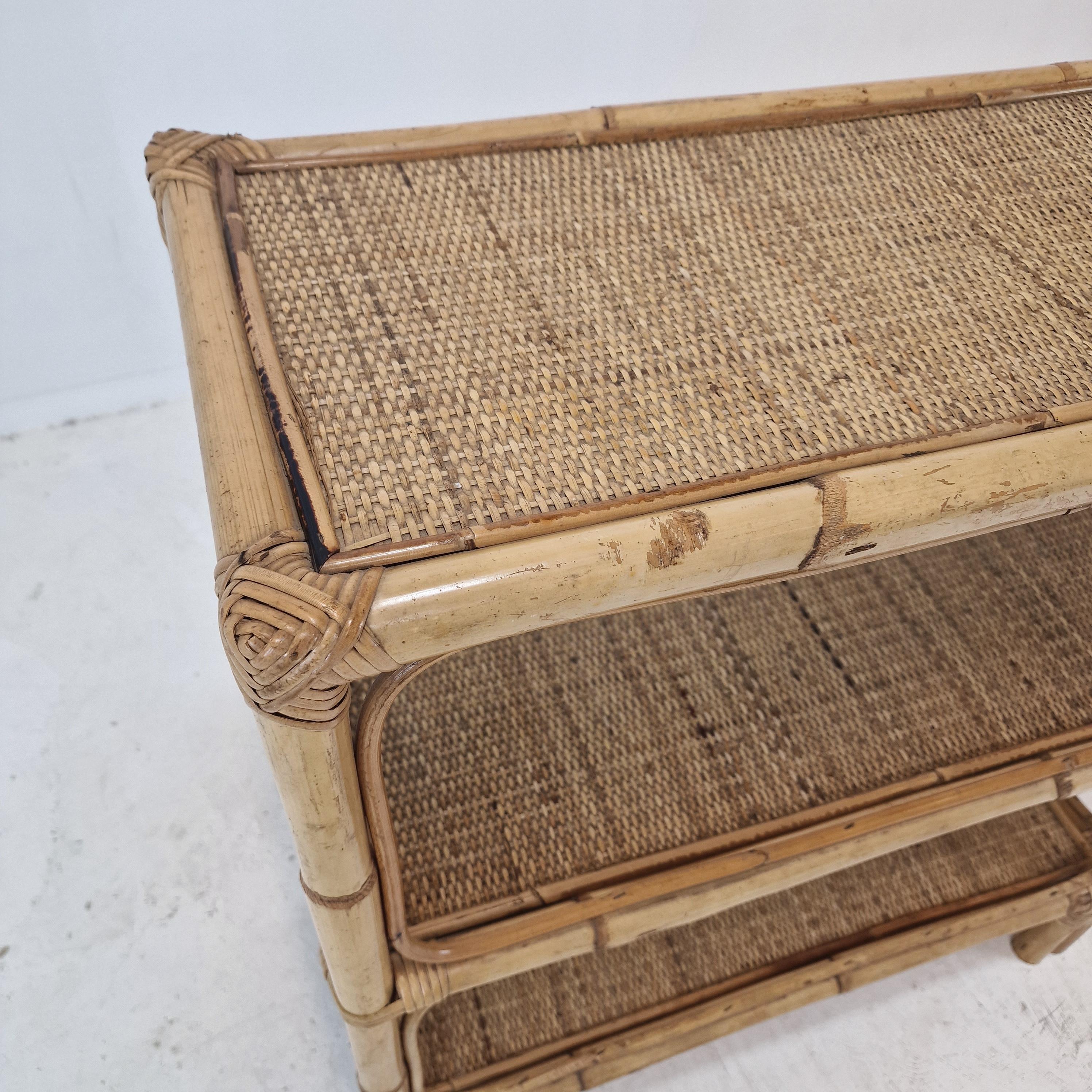 Italian Bamboo and Rattan Credenza, 1970s For Sale 6