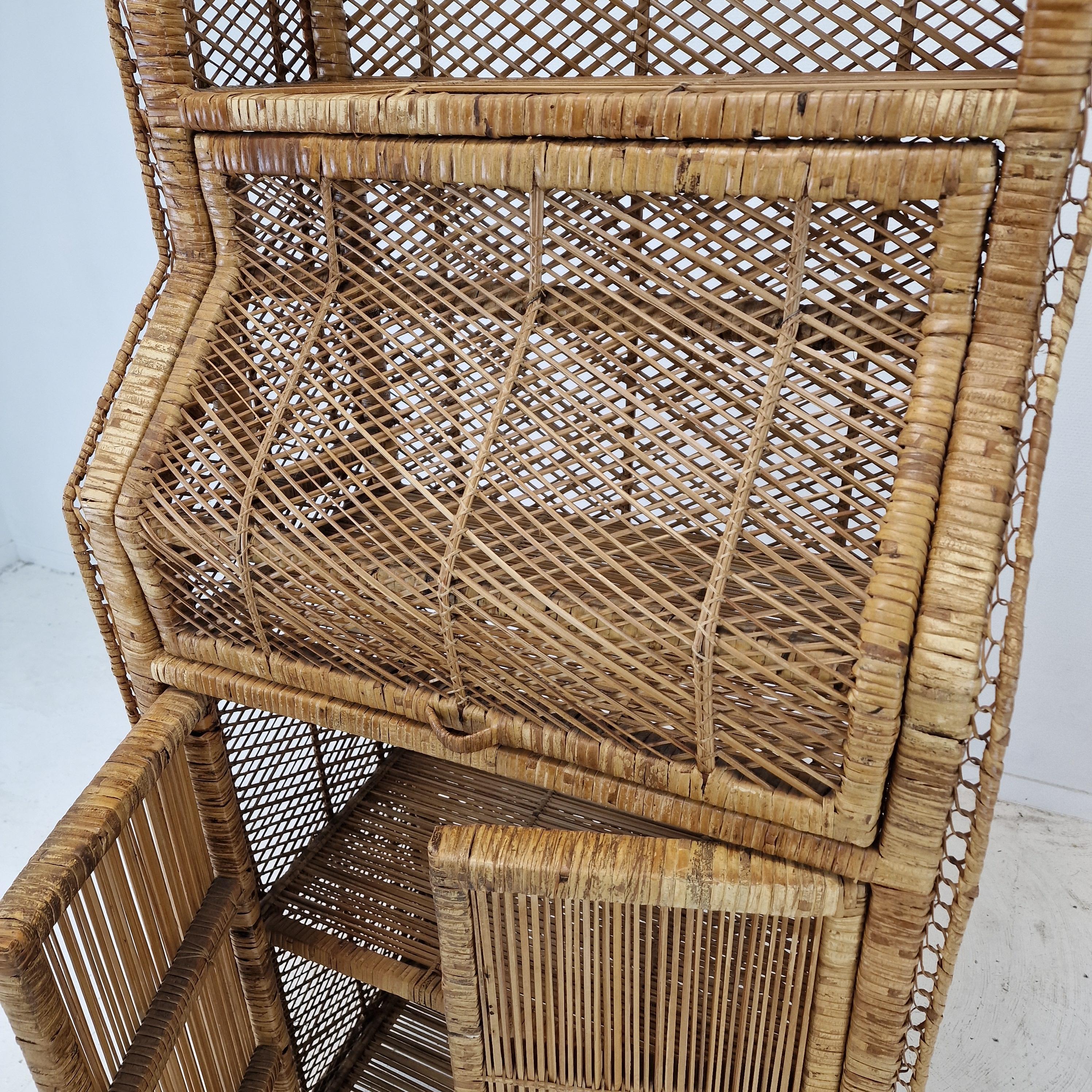 Italian Bamboo and Rattan Credenza or Bookcase, 1970s For Sale 5