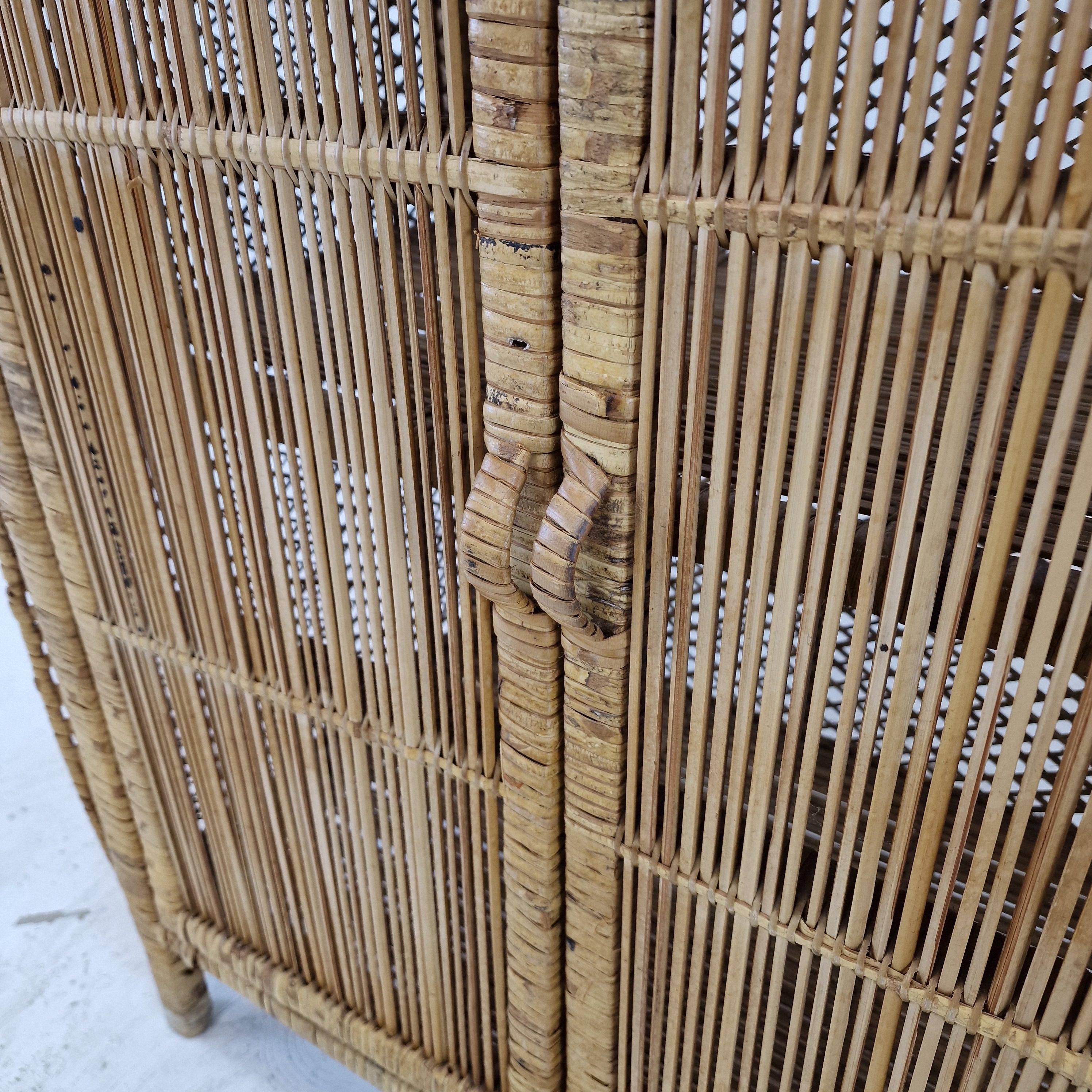 Italian Bamboo and Rattan Credenza or Bookcase, 1970s For Sale 8