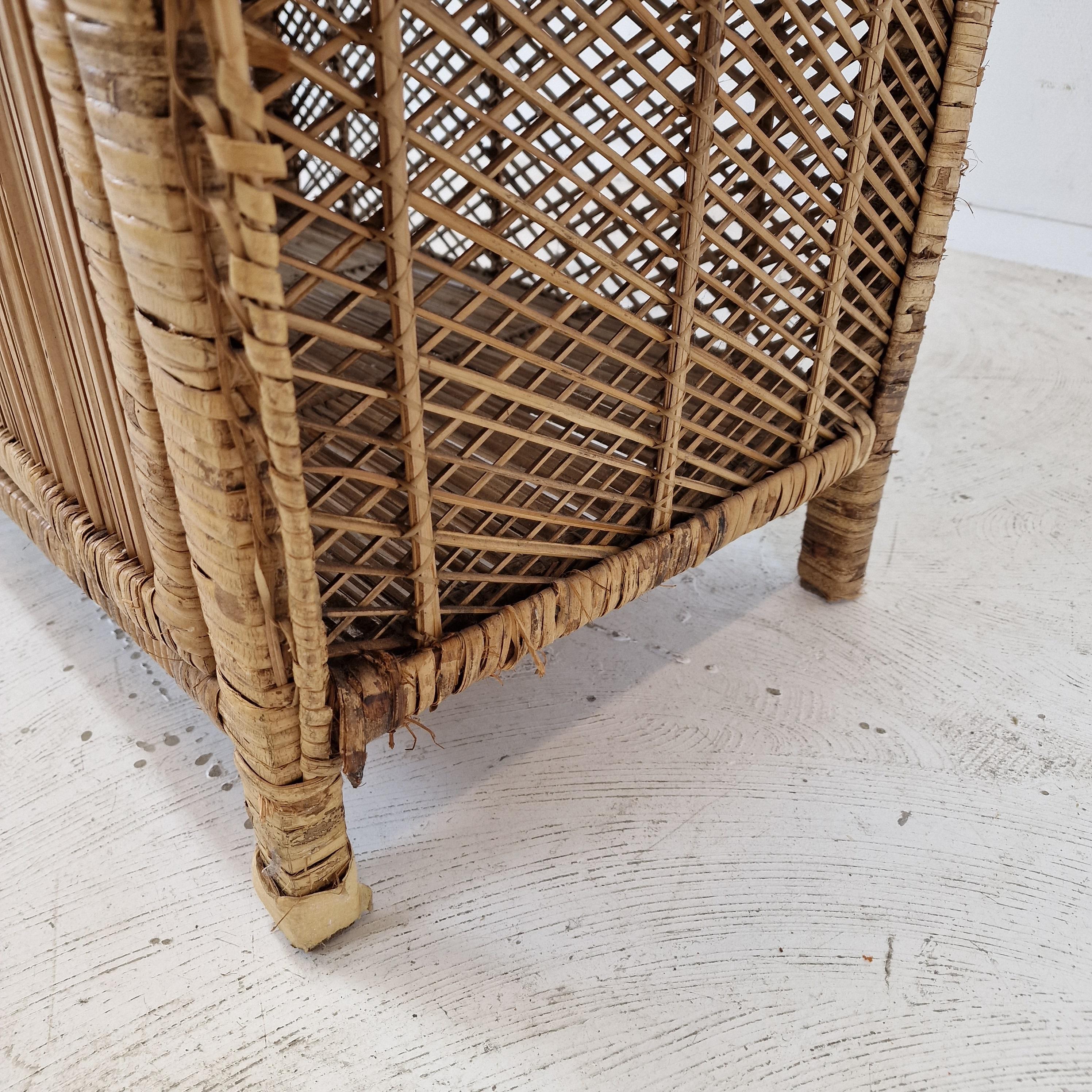 Italian Bamboo and Rattan Credenza or Bookcase, 1970s For Sale 9