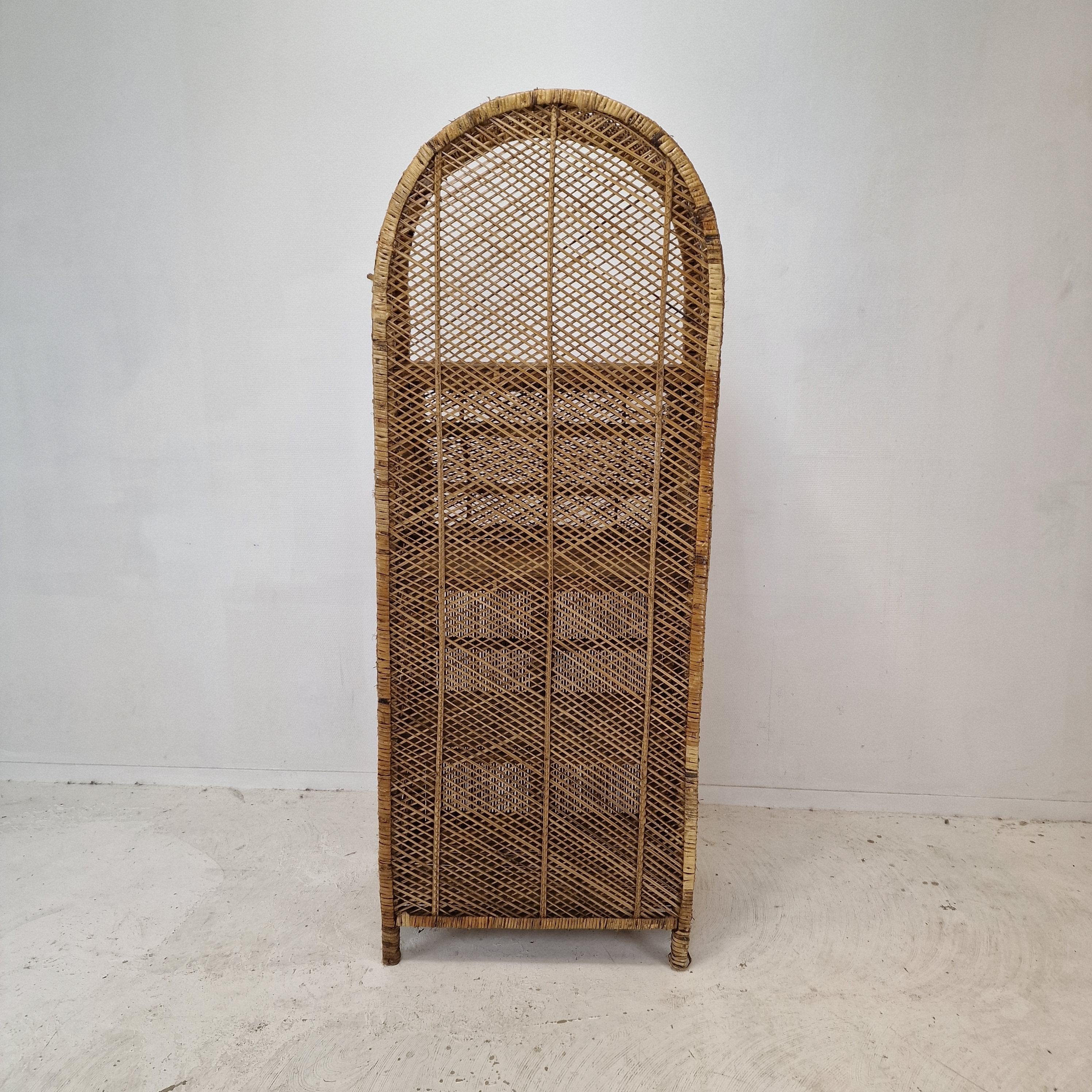 Italian Bamboo and Rattan Credenza or Bookcase, 1970s For Sale 11